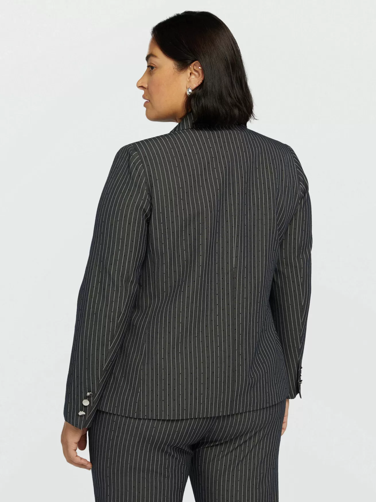 Clearance Fiorella Rubino Blazer In Tessuto Gessato Grigio