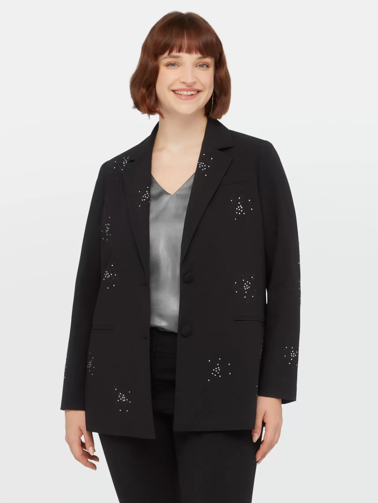 Sale Fiorella Rubino Blazer Lungo Con Punti Luce Nero