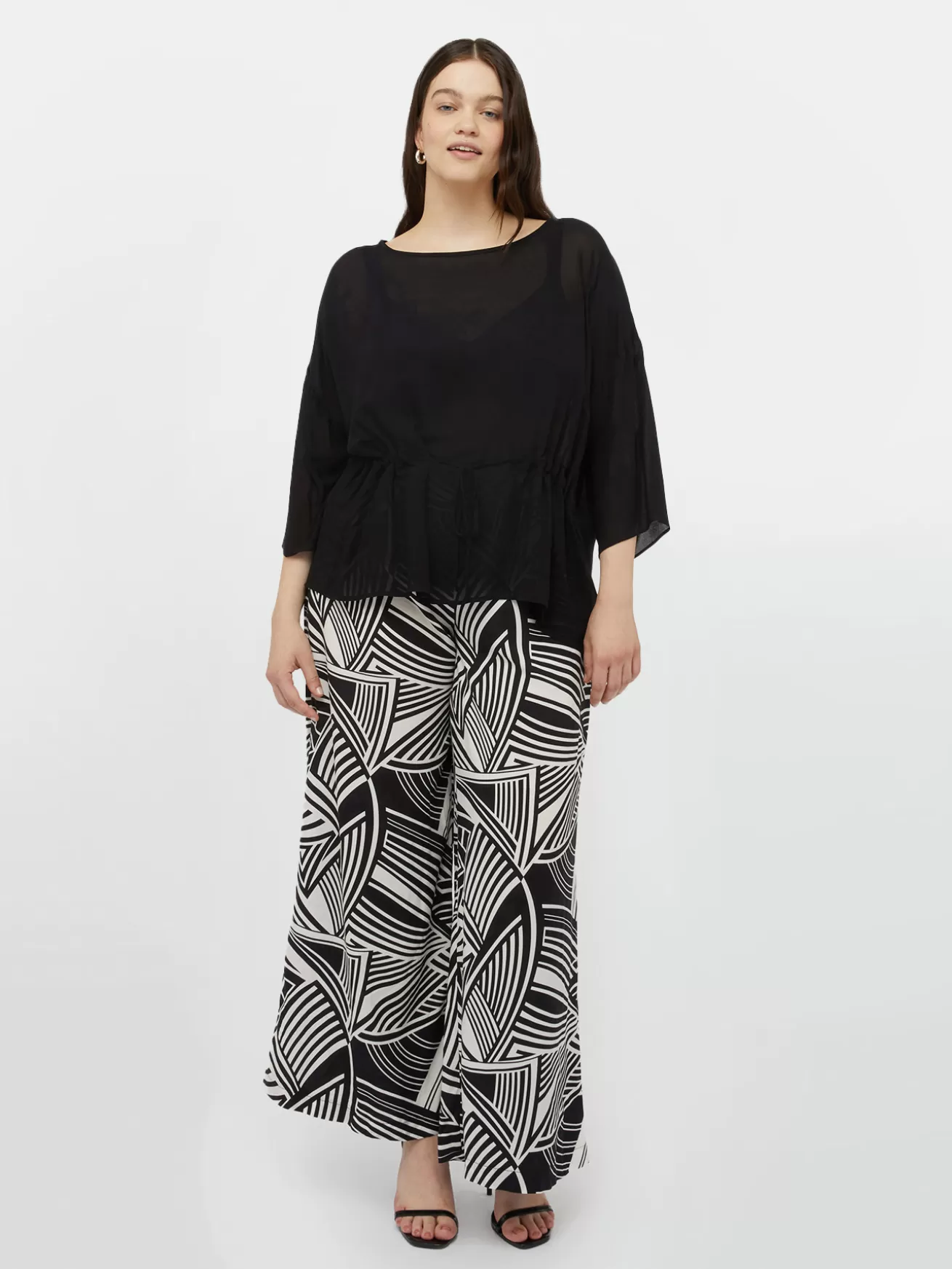 Outlet Fiorella Rubino Blusa Ampia Con Coulisse In Vita Nero