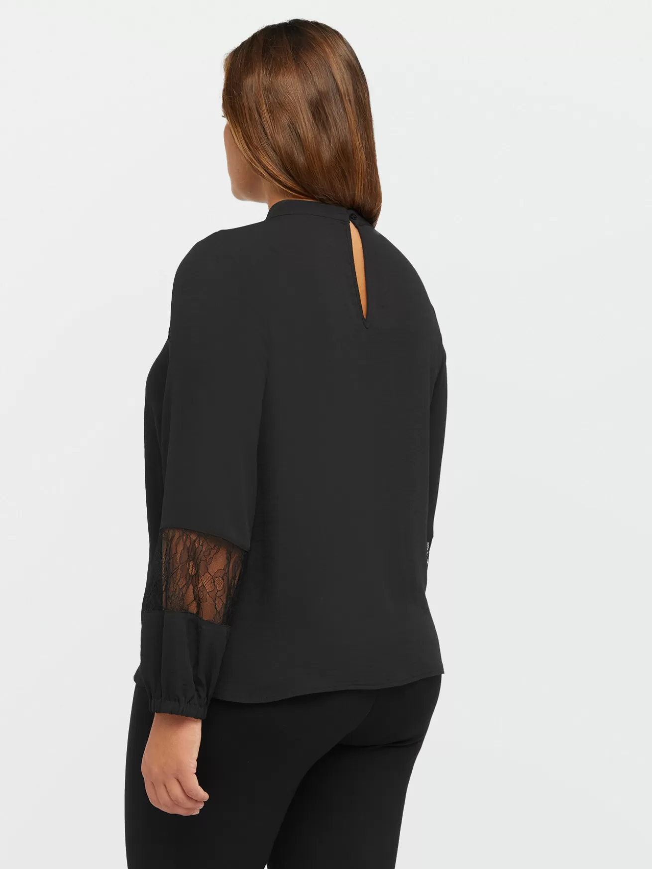 New Fiorella Rubino Blusa Con Inserti In Pizzo Nero