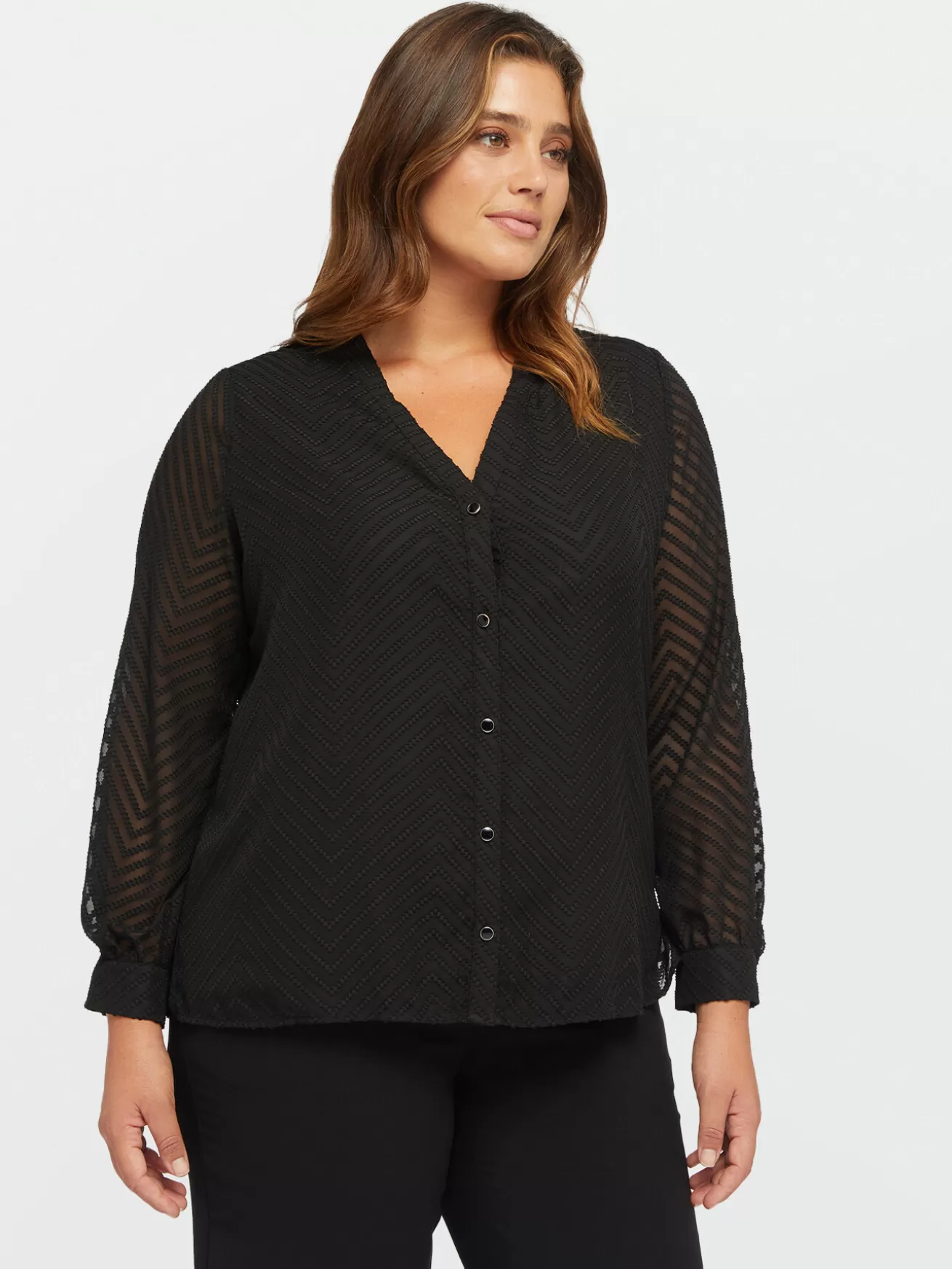 Outlet Fiorella Rubino Blusa In Tessuto Lavorato Nero