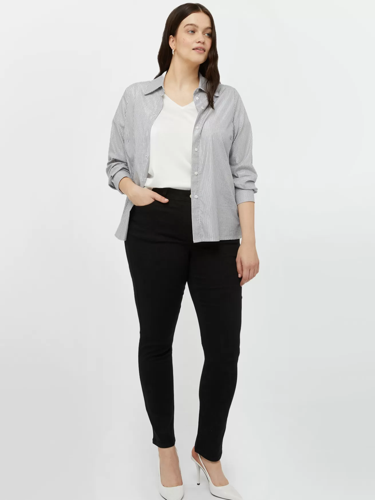 New Fiorella Rubino Camicia A Righe Lurex Nero
