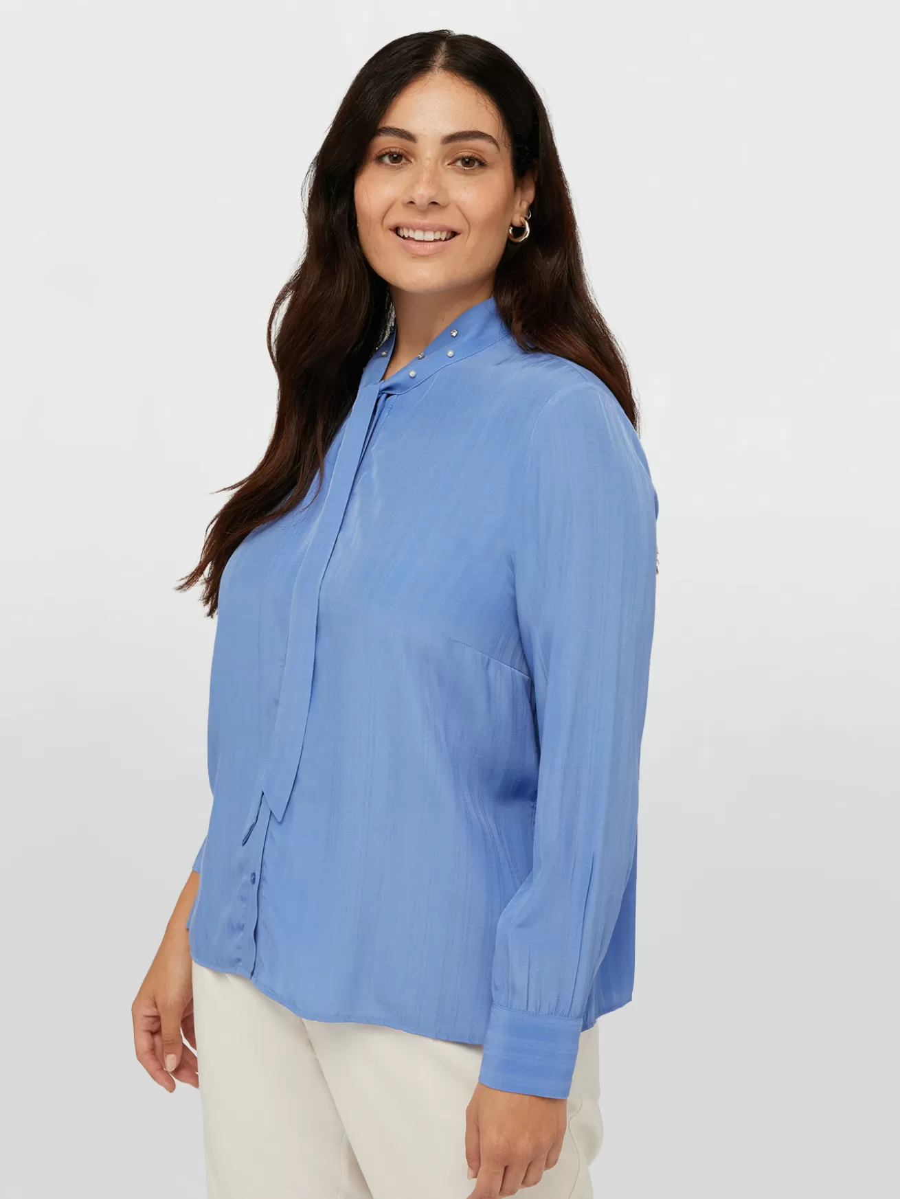 Cheap Fiorella Rubino Camicia Con Dettagli Luminosi E Fusciacca Azzurro