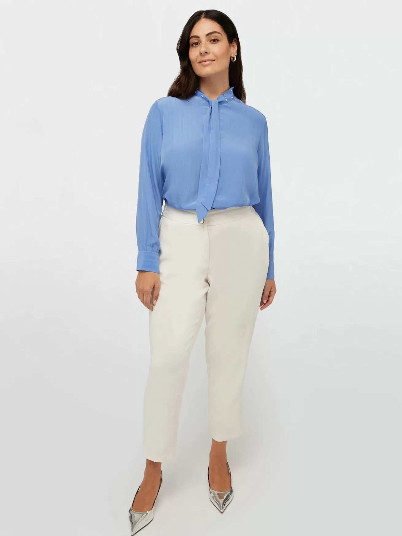 Cheap Fiorella Rubino Camicia Con Dettagli Luminosi E Fusciacca Azzurro