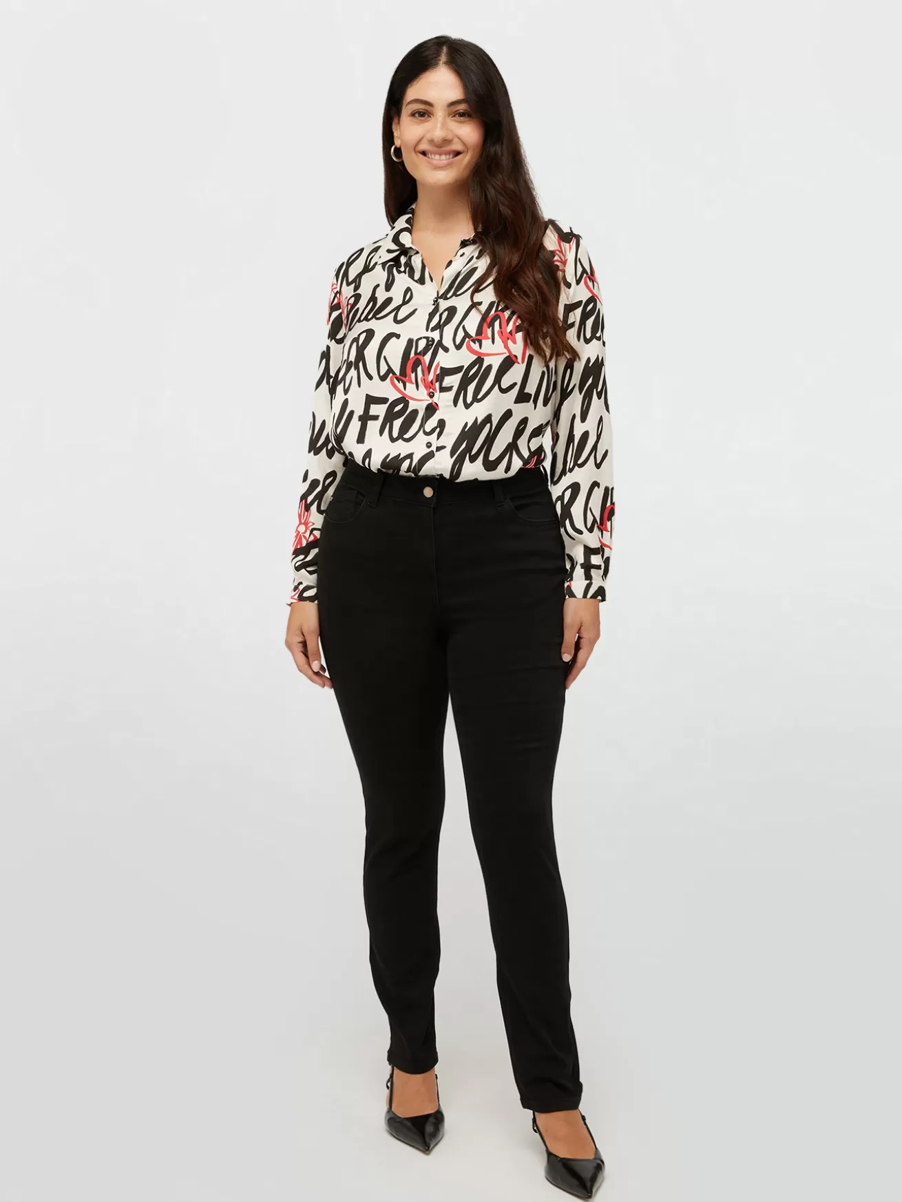 Cheap Fiorella Rubino Camicia In Raso Dalla Stampa Loghi Nero