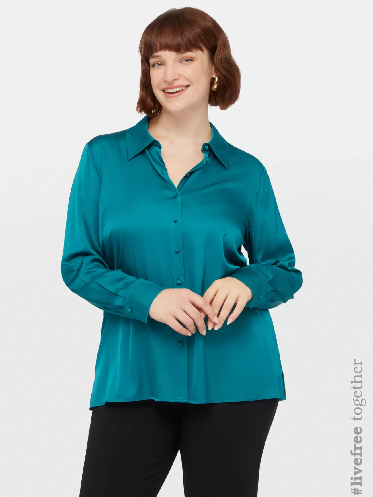 Store Fiorella Rubino Camicia In Raso Di Viscosa LENZING™ ECOVERO™ Ottanio
