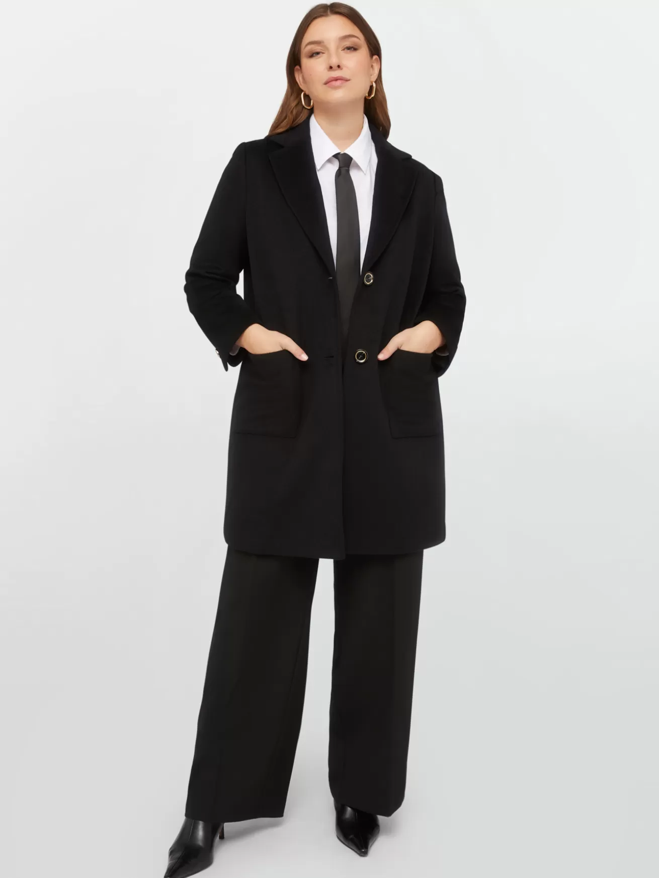 Outlet Fiorella Rubino Cappotto In Panno Nero