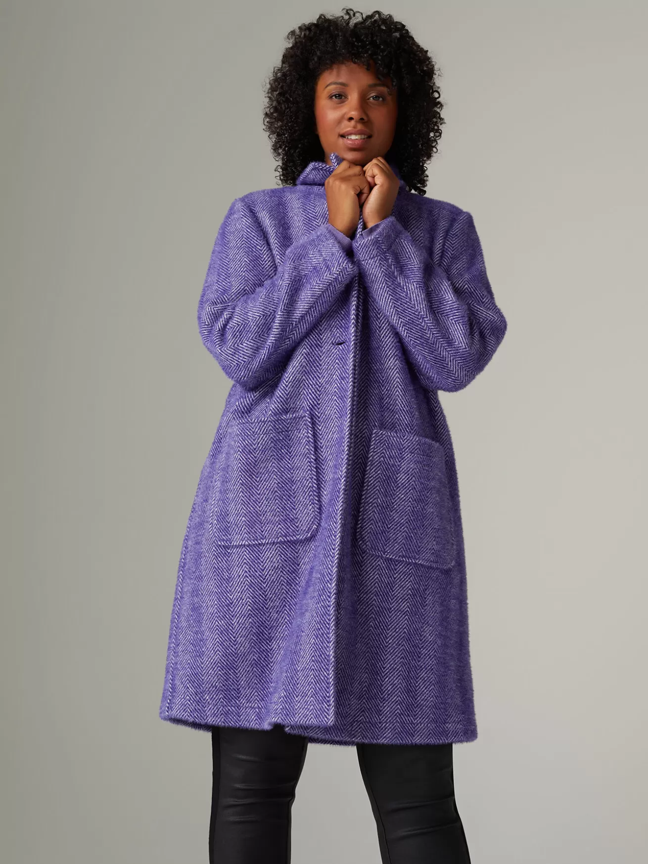 Flash Sale Fiorella Rubino Cappotto Jacquard Con Tasche Viola