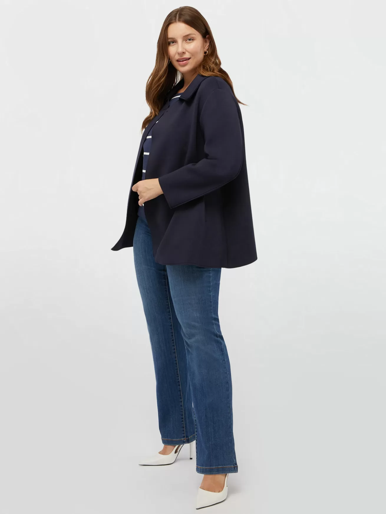 Hot Fiorella Rubino Cappotto Leggero In Scuba Blu