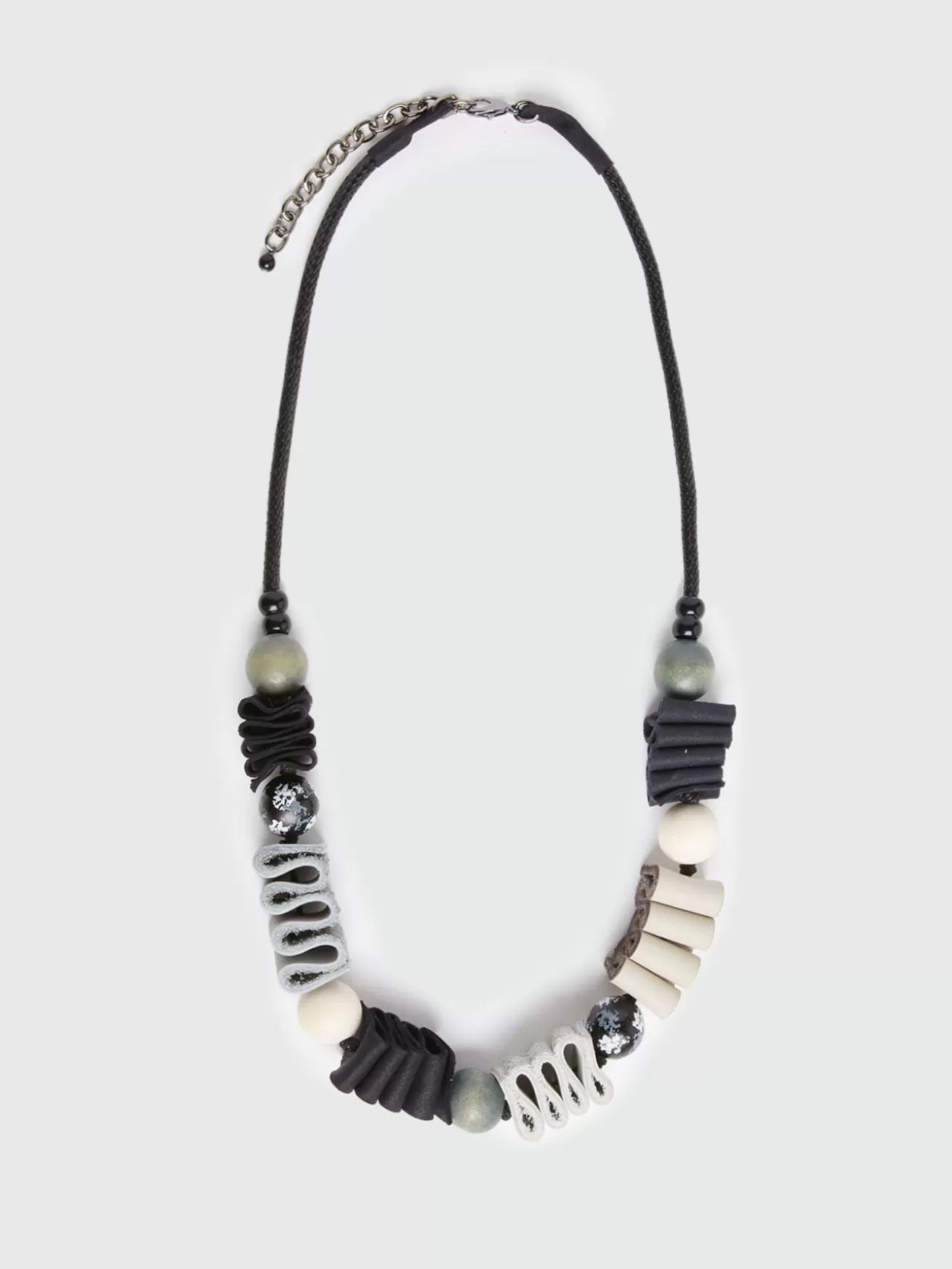 Fashion Fiorella Rubino Collana Con Boules E Nastri In Pelle Nero