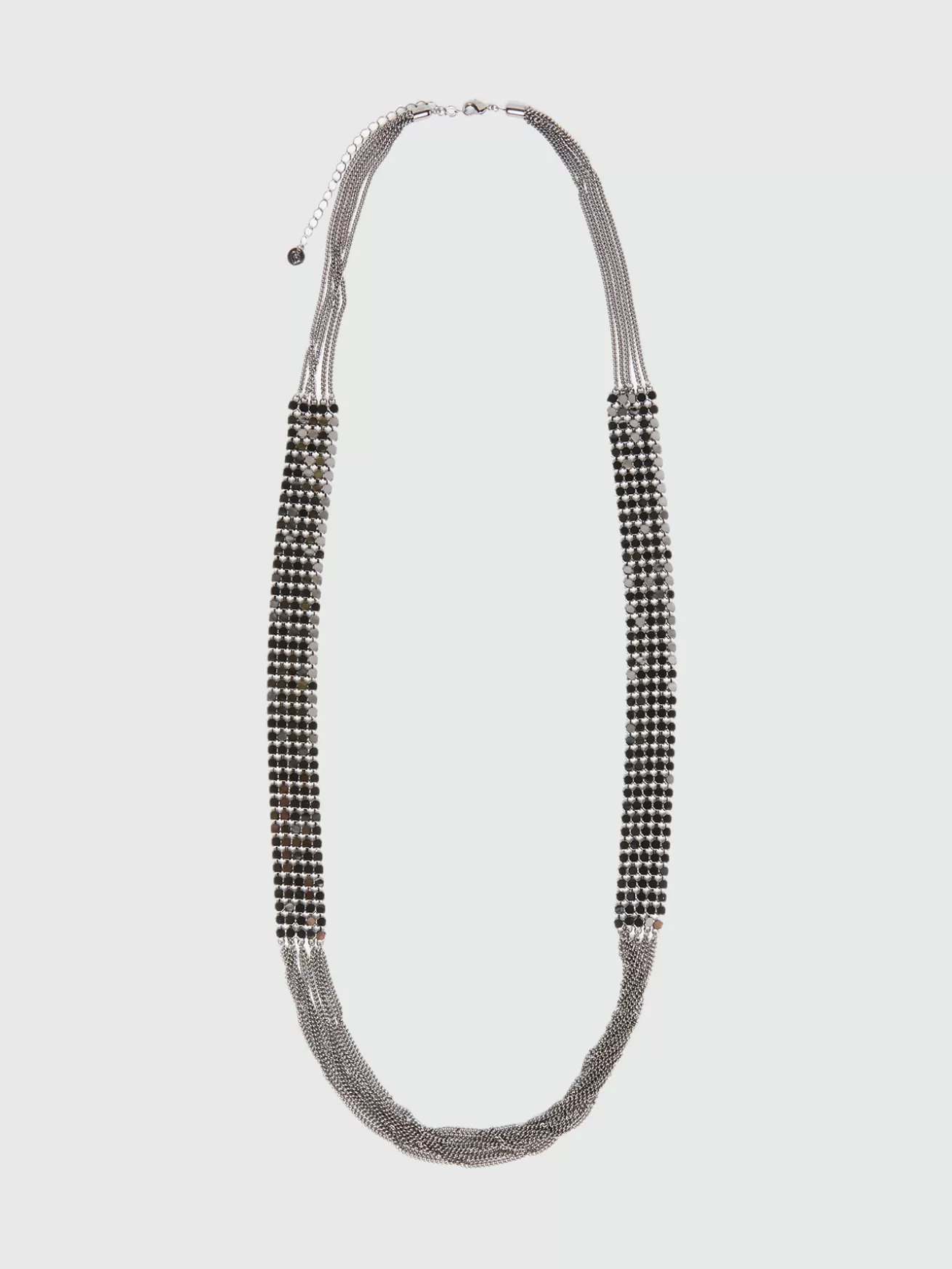 Cheap Fiorella Rubino Collana Lunga Con Placchette In Metallo Grigio
