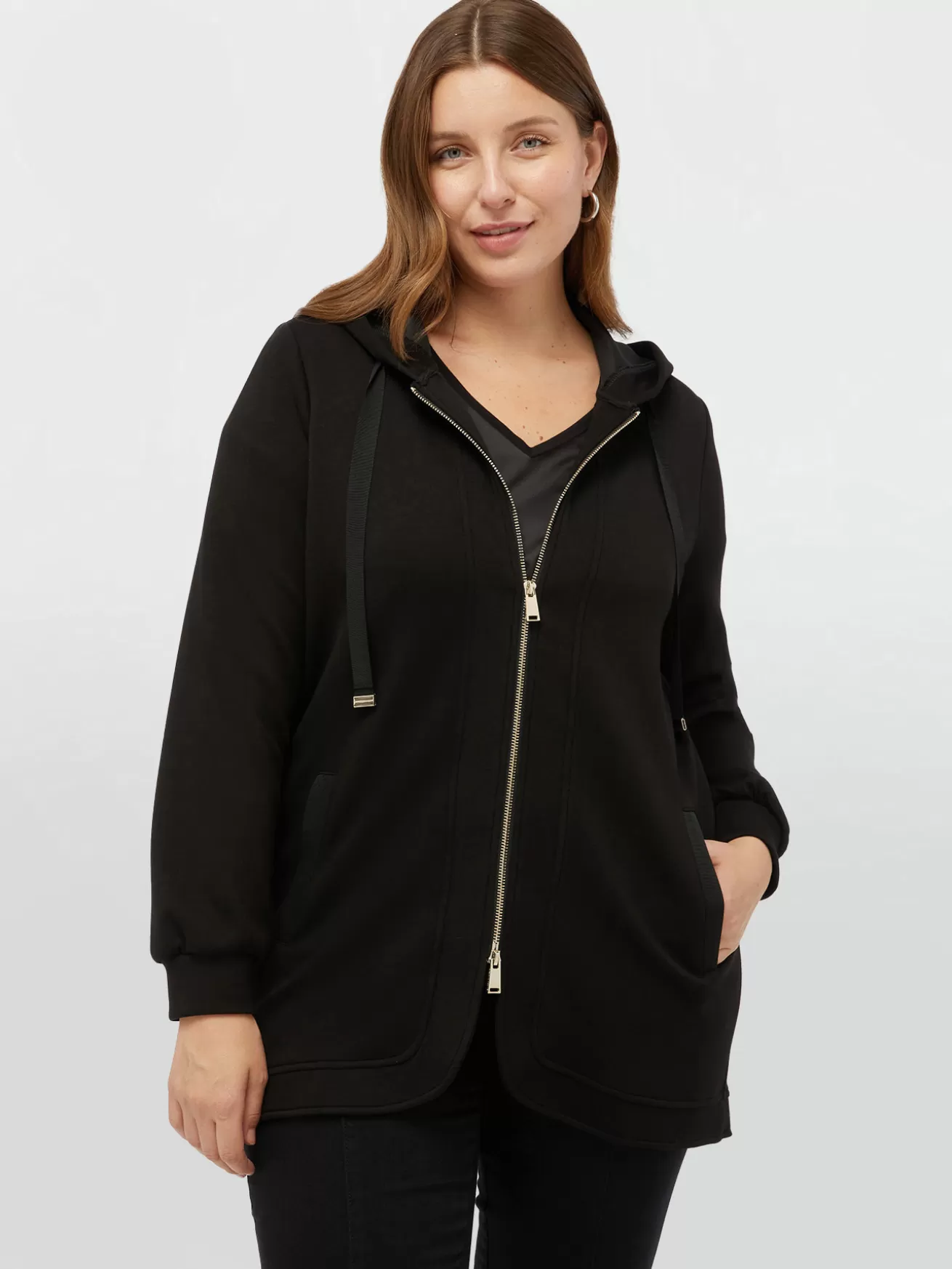 Hot Fiorella Rubino Felpa Con Zip Nero