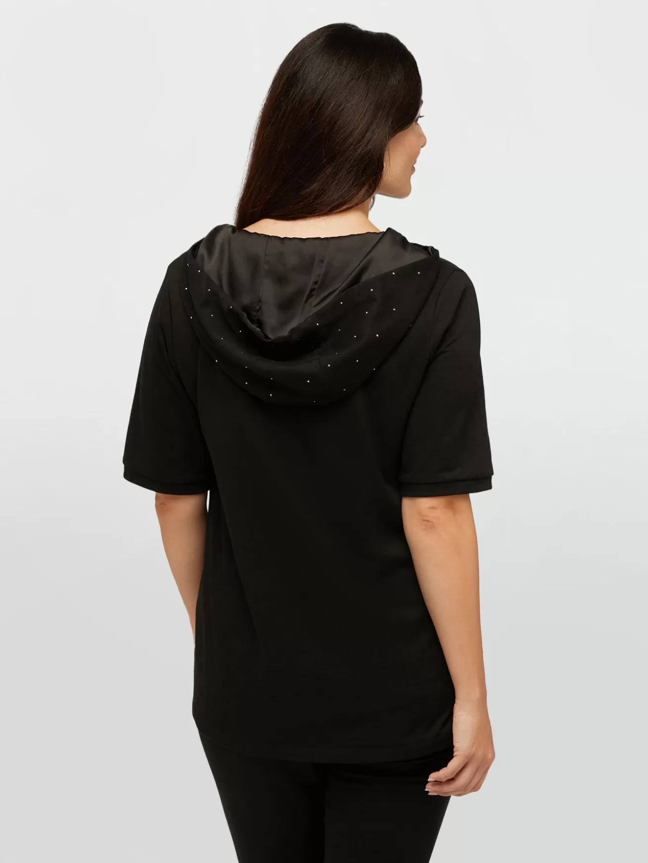 Hot Fiorella Rubino Felpa In Due Tessuti Con Cappuccio Nero