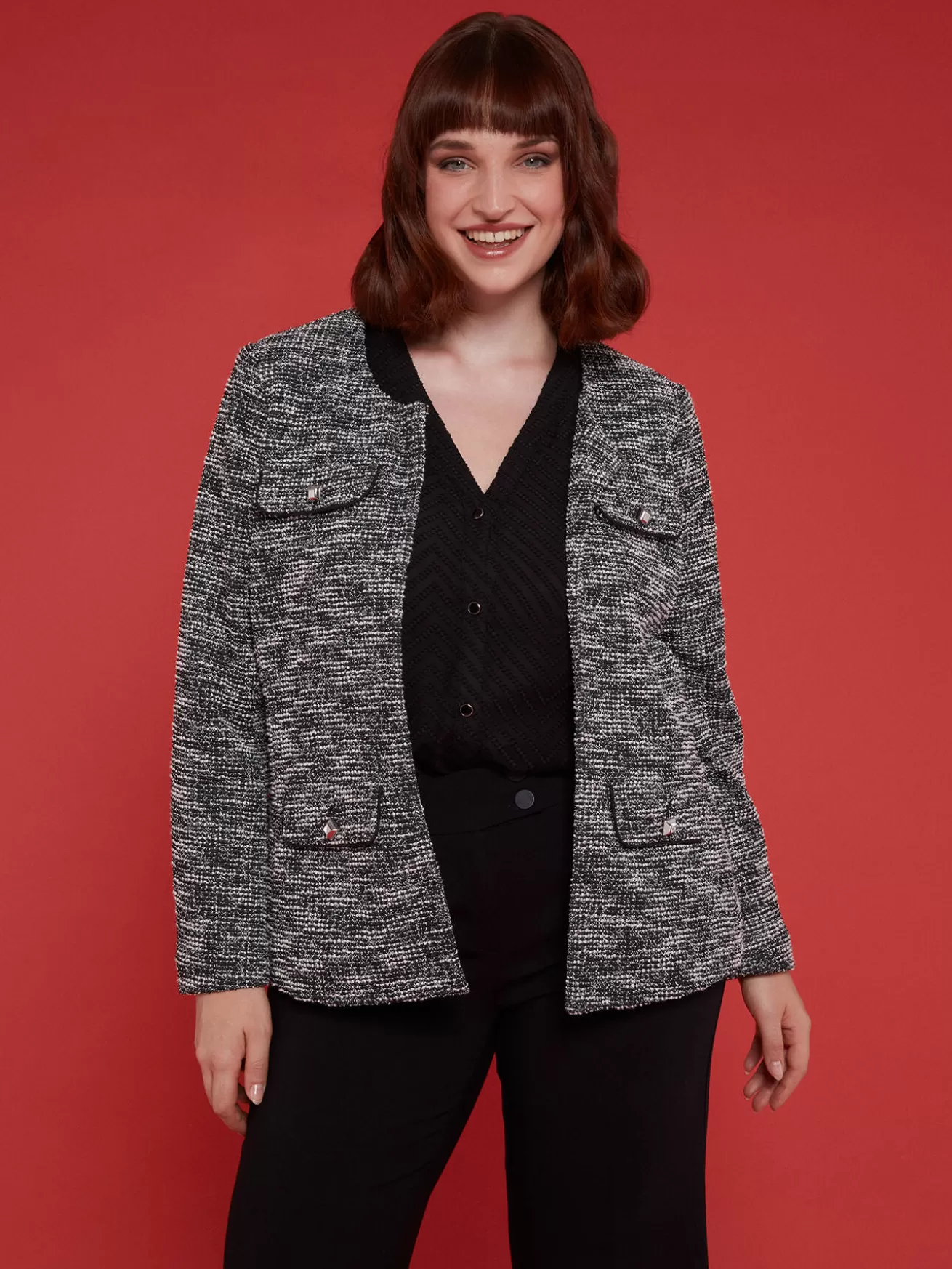 Store Fiorella Rubino Giacca In Tessuto Ammagliato Nero