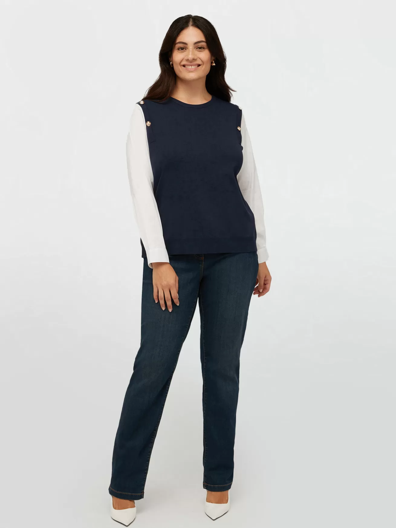 Sale Fiorella Rubino Gilet Con Maniche Di Camicia Blu