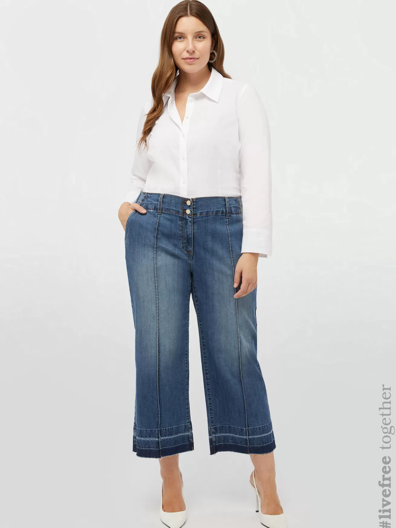Shop Fiorella Rubino Jeans Cropped Con Tasche All'americana Blu