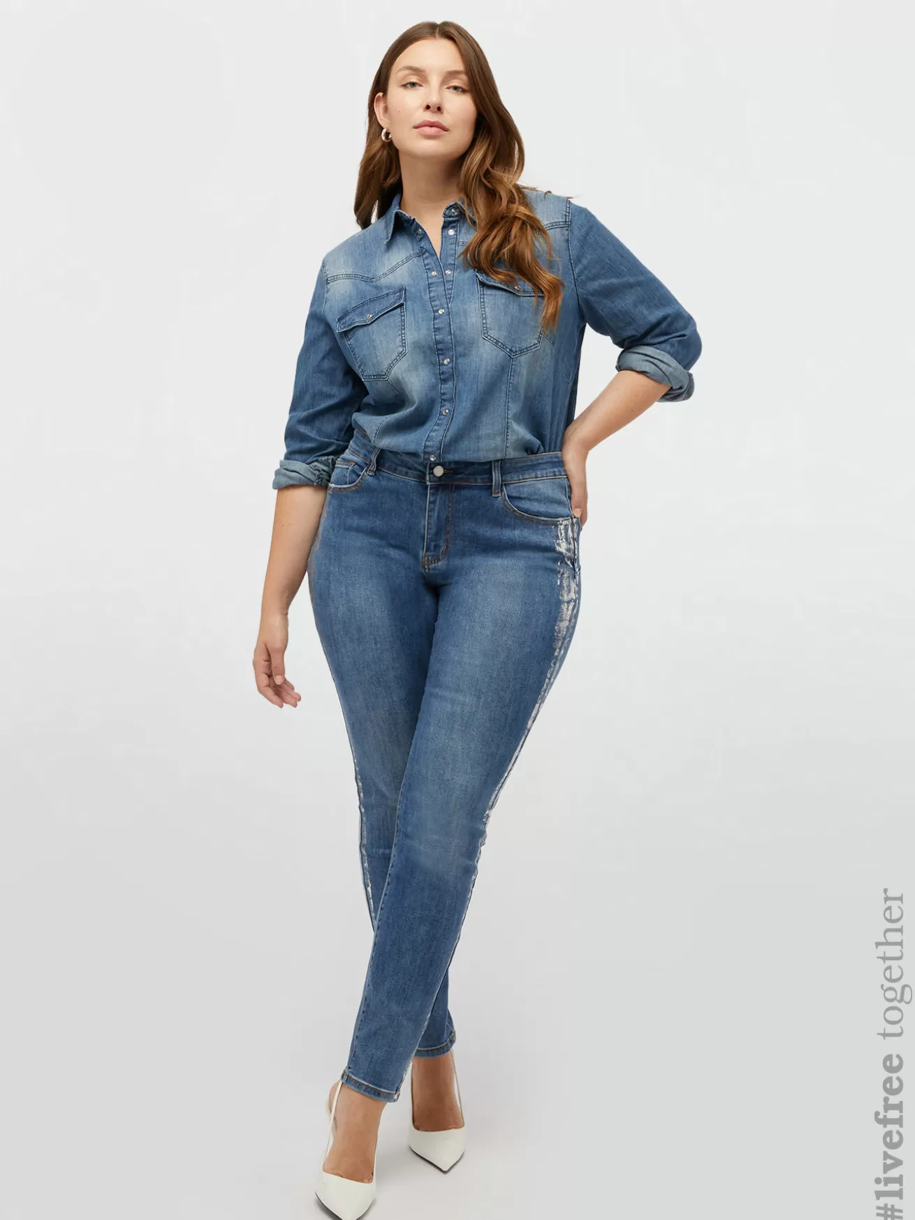 Store Fiorella Rubino Jeans Skinny Con Bordi Silver Blu