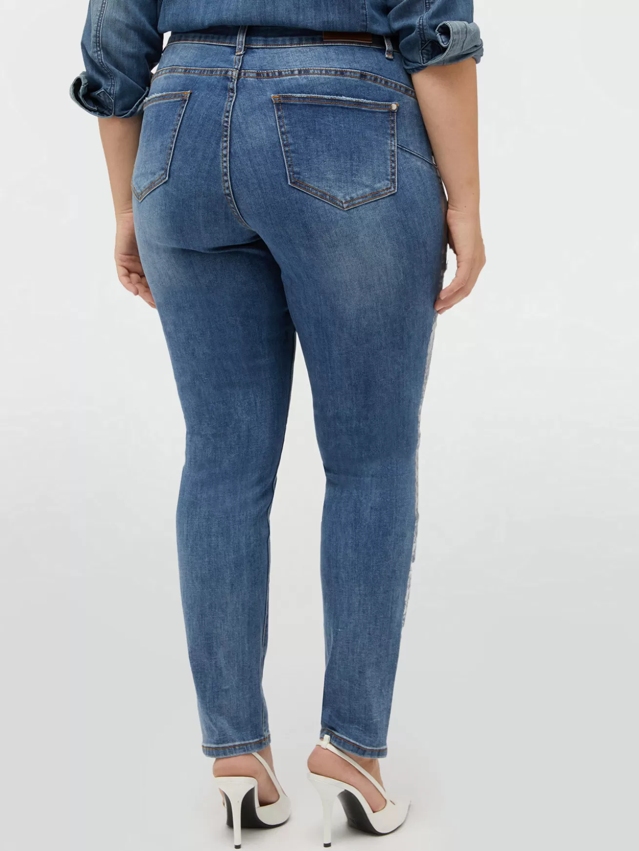 Store Fiorella Rubino Jeans Skinny Con Bordi Silver Blu
