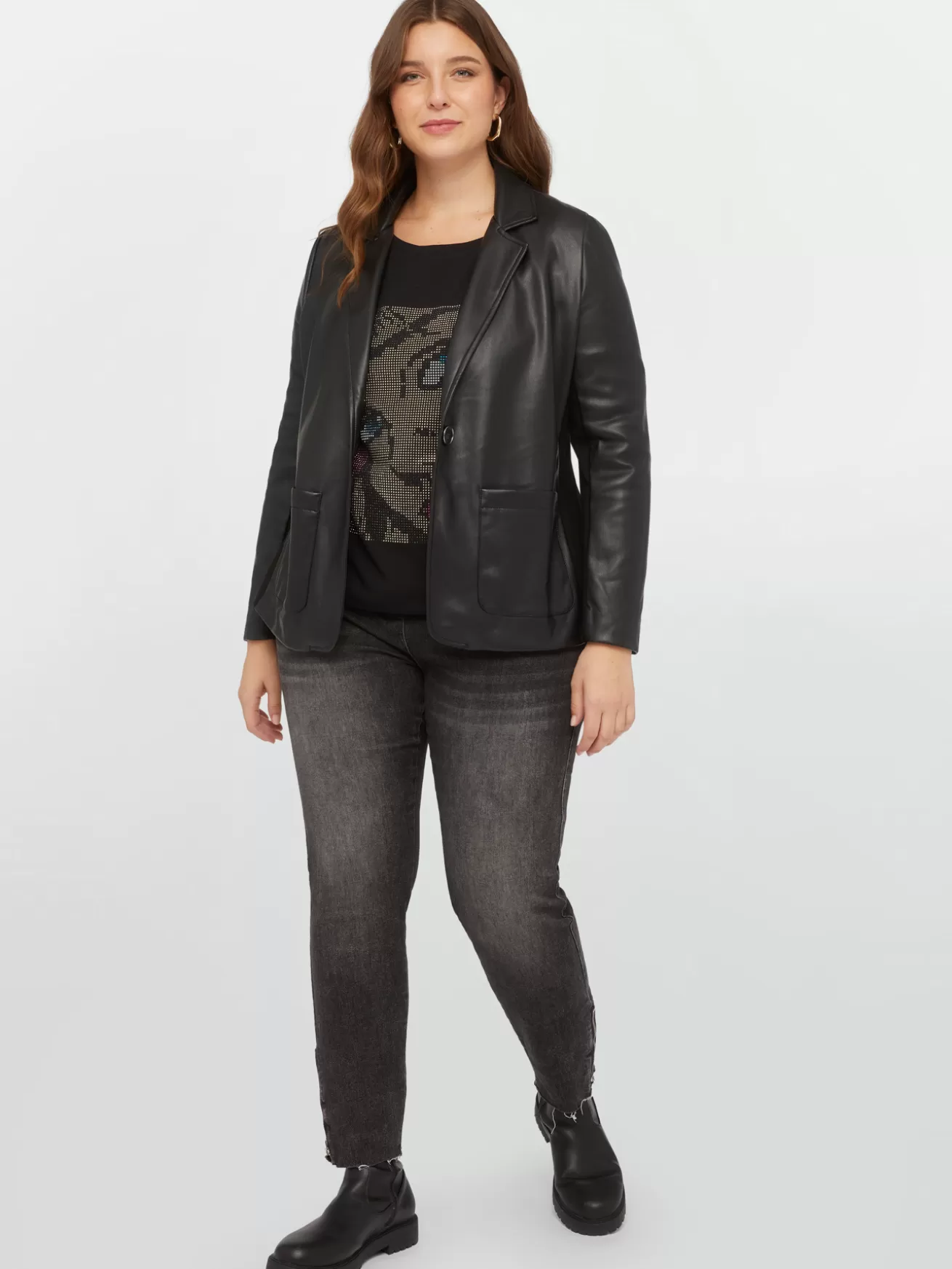 New Fiorella Rubino Jeggings Con Zip Al Fondo Nero