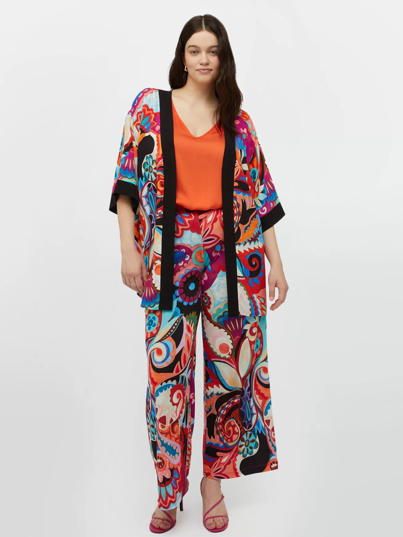 Discount Fiorella Rubino Kimono Multicolor Con Viscosa LENZING™ ECOVERO™ Fucsia