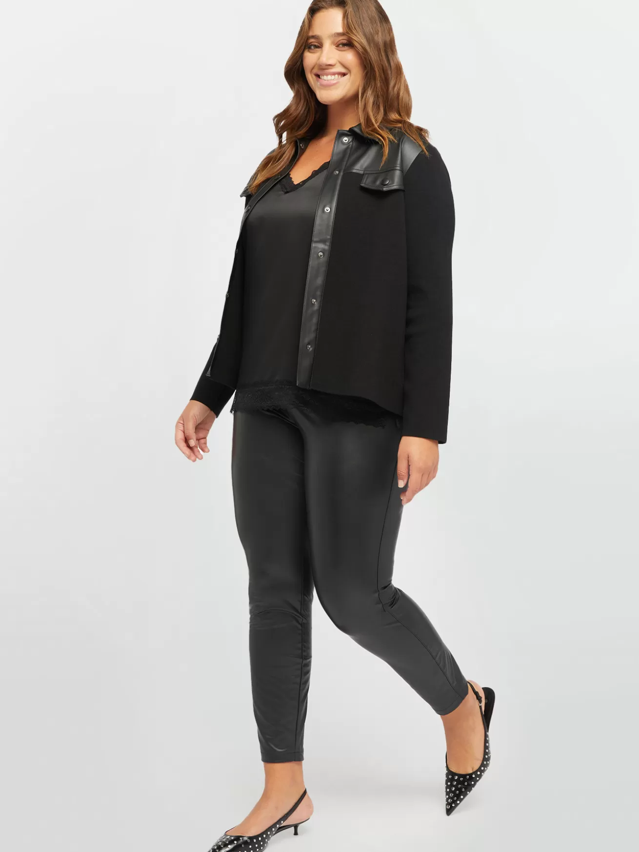 Discount Fiorella Rubino Leggings In Tessuto Lucido Nero