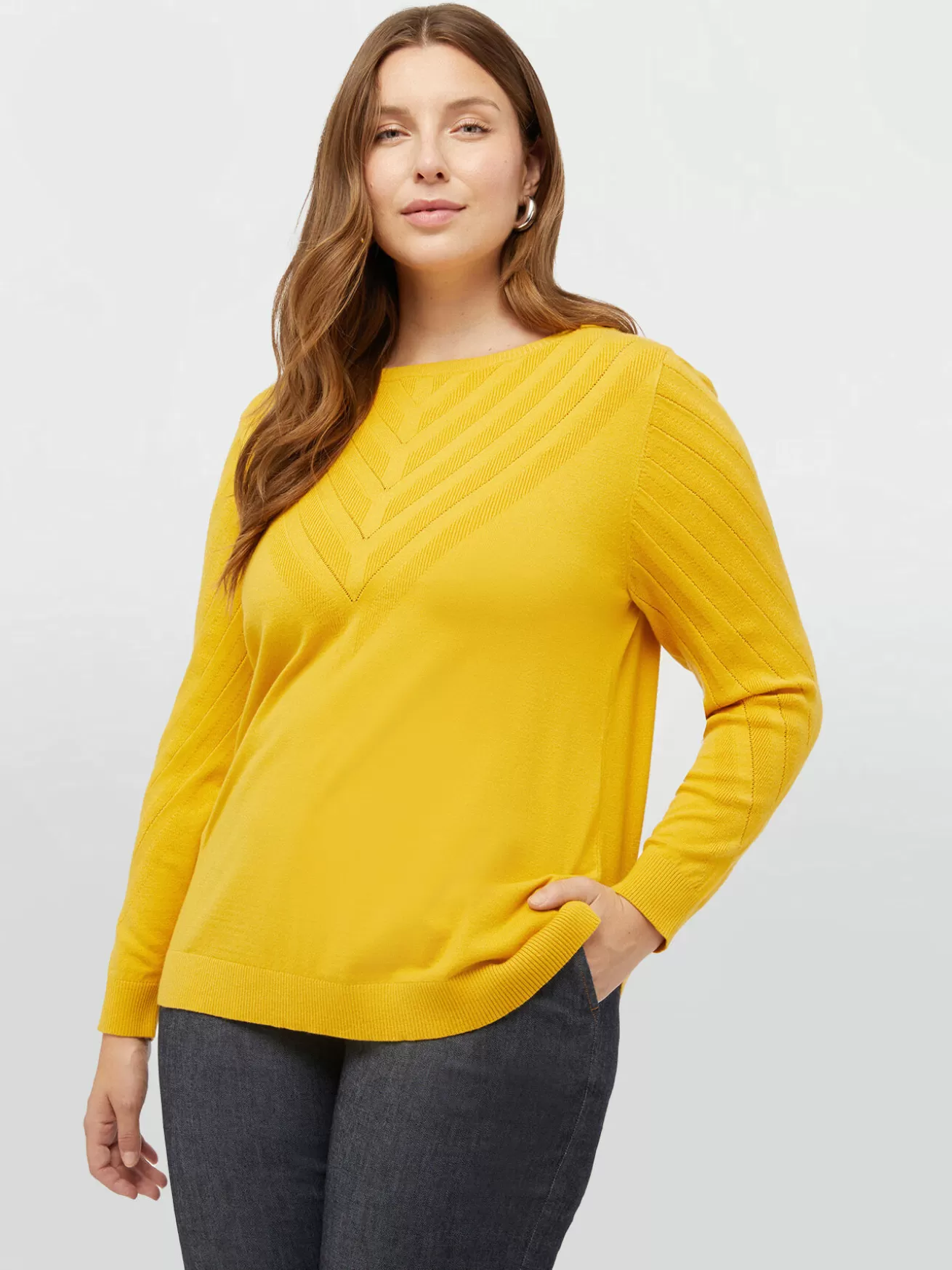 New Fiorella Rubino Maglia Con Lavorazioni Diagonali Giallo