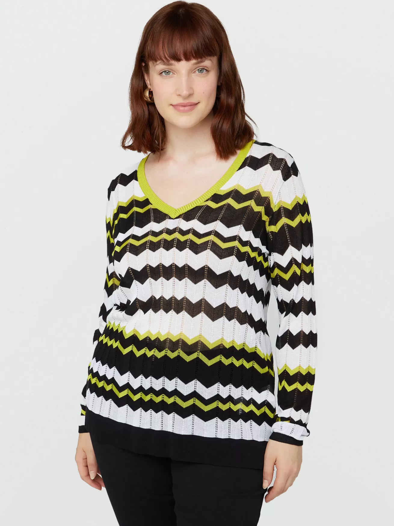 New Fiorella Rubino Maglia Disegno Chevron Nero
