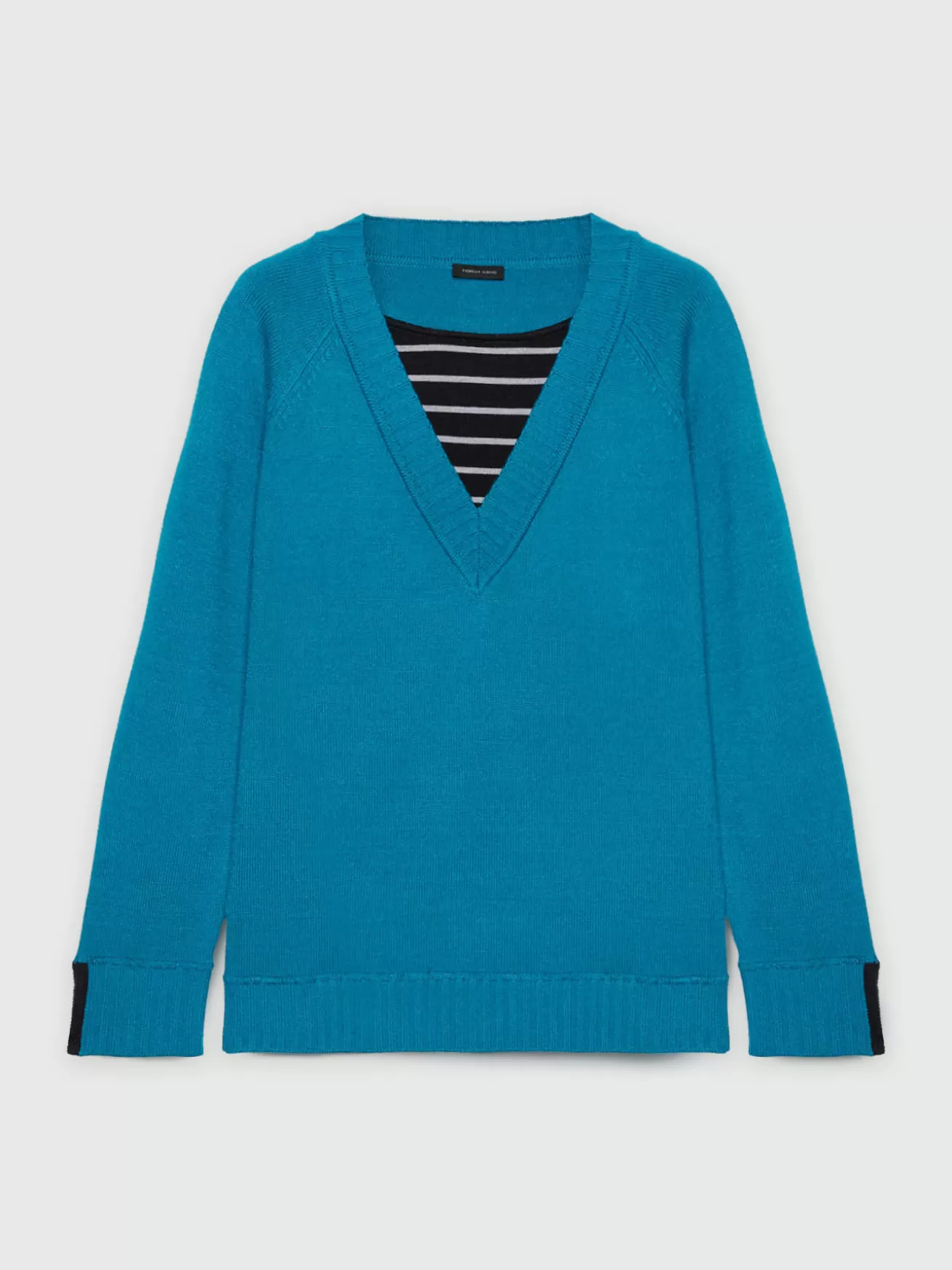 Cheap Fiorella Rubino Maglia In Viscosa LENZING™ ECOVERO™ Con Dettaglio A Righe Ottanio