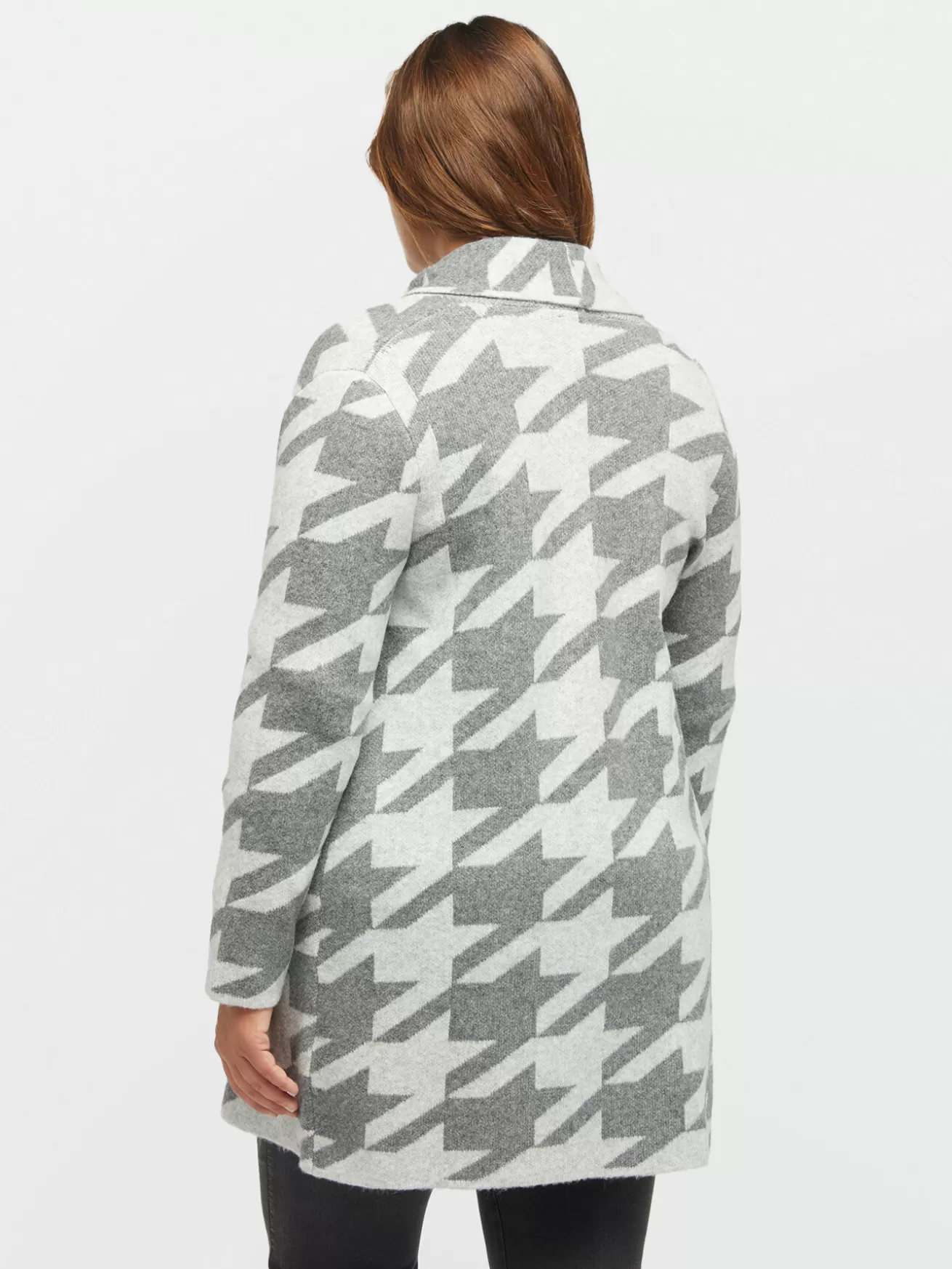 Store Fiorella Rubino Maxi Cardigan Motivo Pied De Poule Grigio