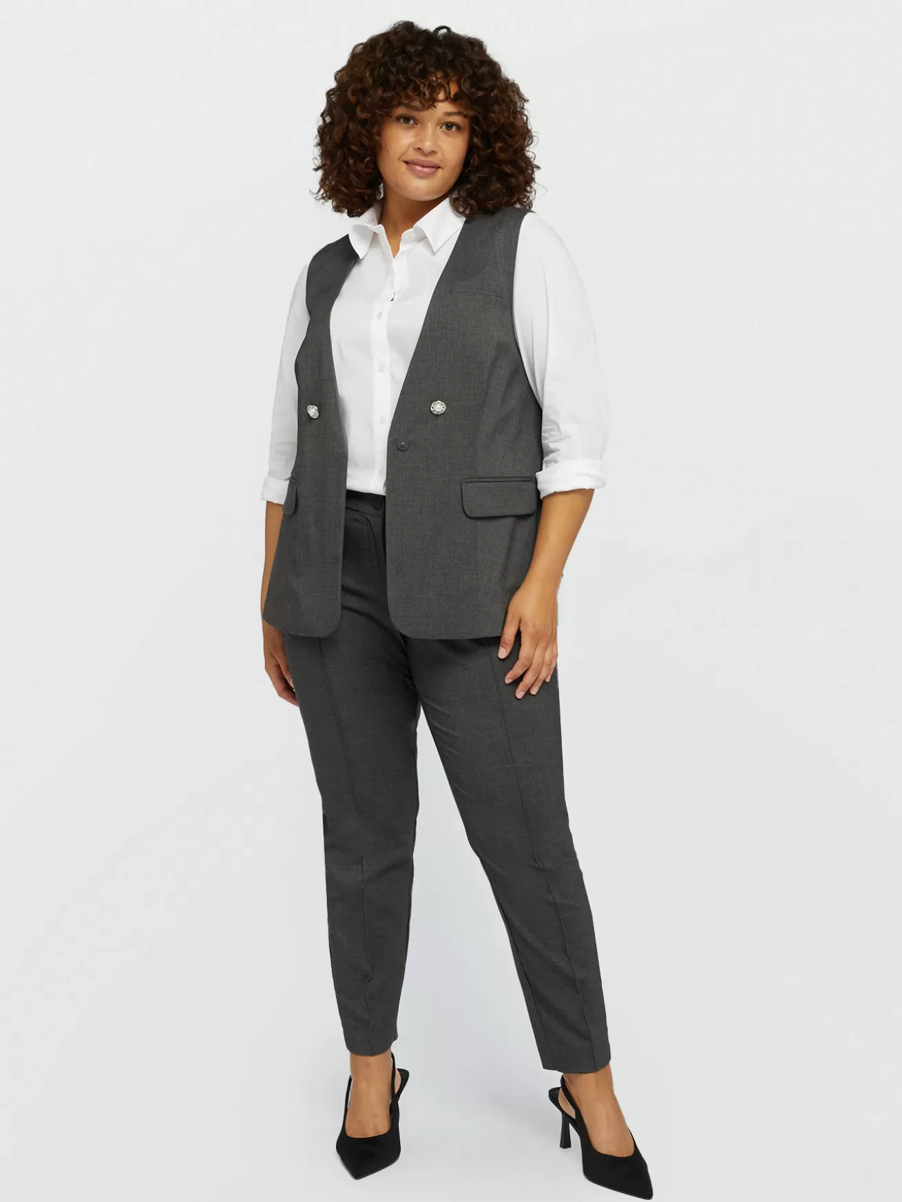 Hot Fiorella Rubino Pantaloni Dritti Mélange Grigio