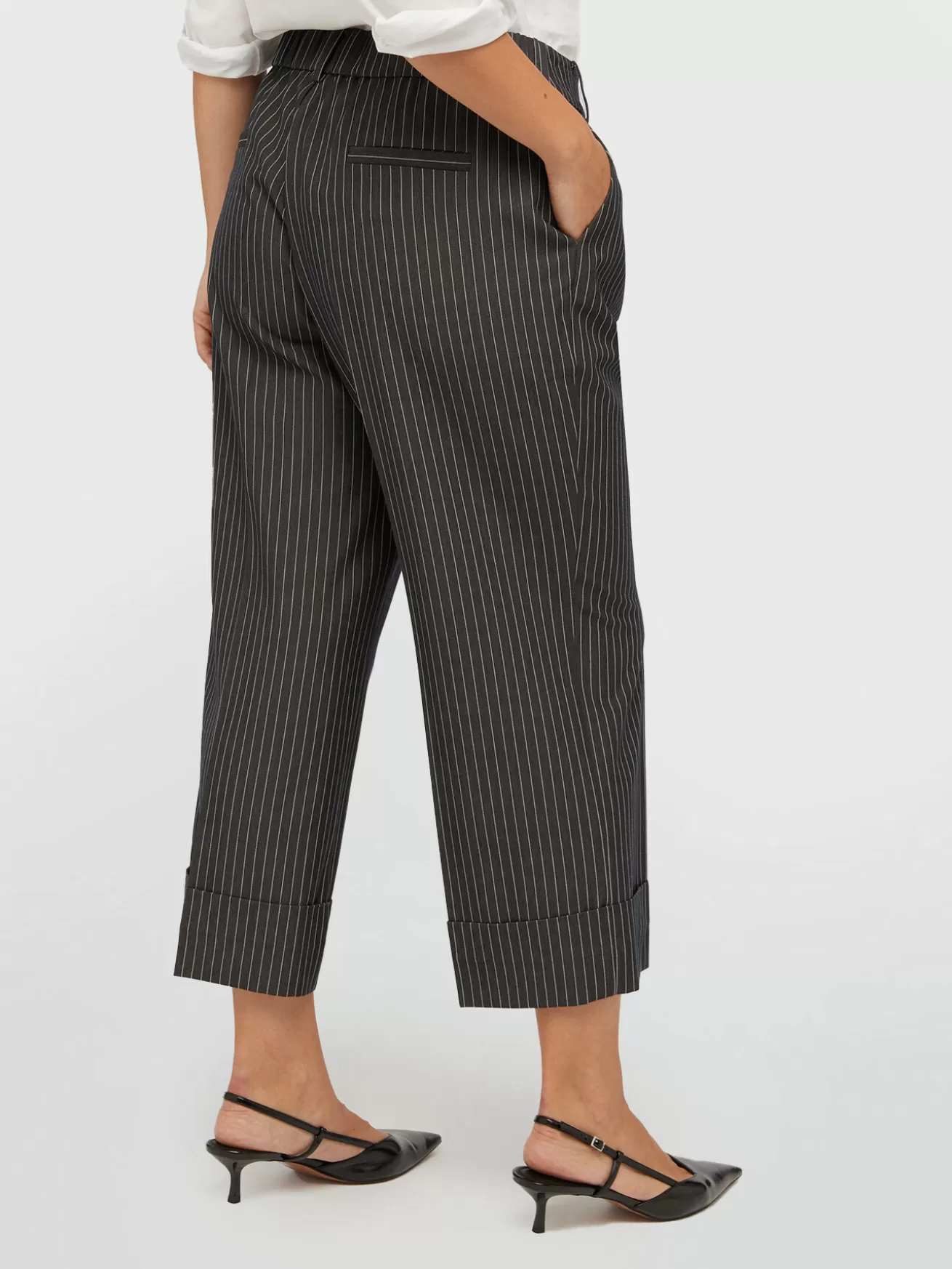 Shop Fiorella Rubino Pantaloni Gessati Grigio