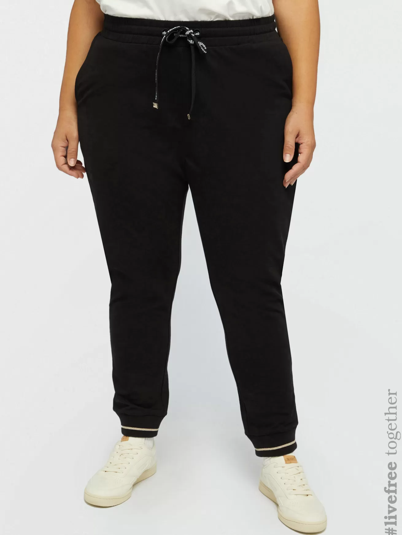 Sale Fiorella Rubino Pantaloni Joggers In Felpa Nero