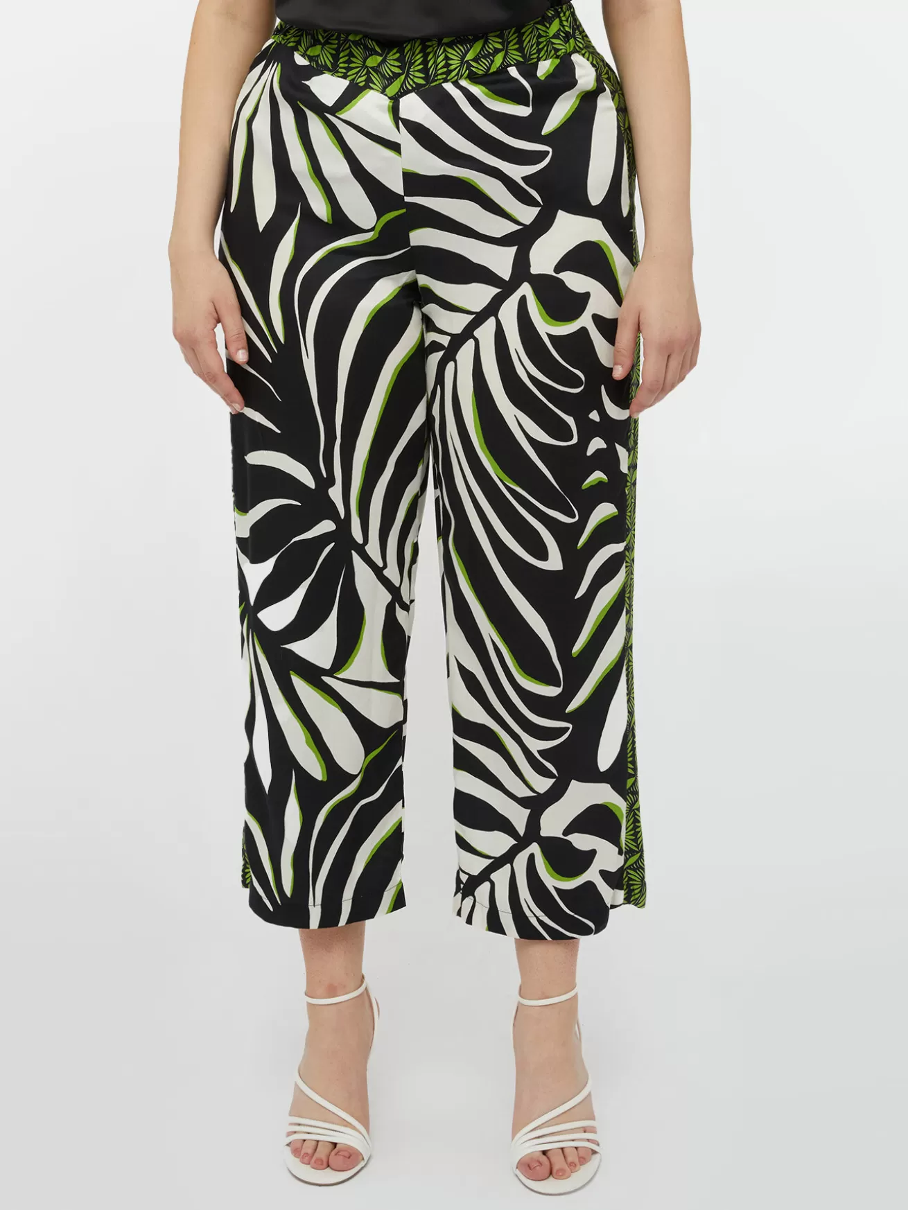 Sale Fiorella Rubino Pantaloni Stampa Foliage Nero