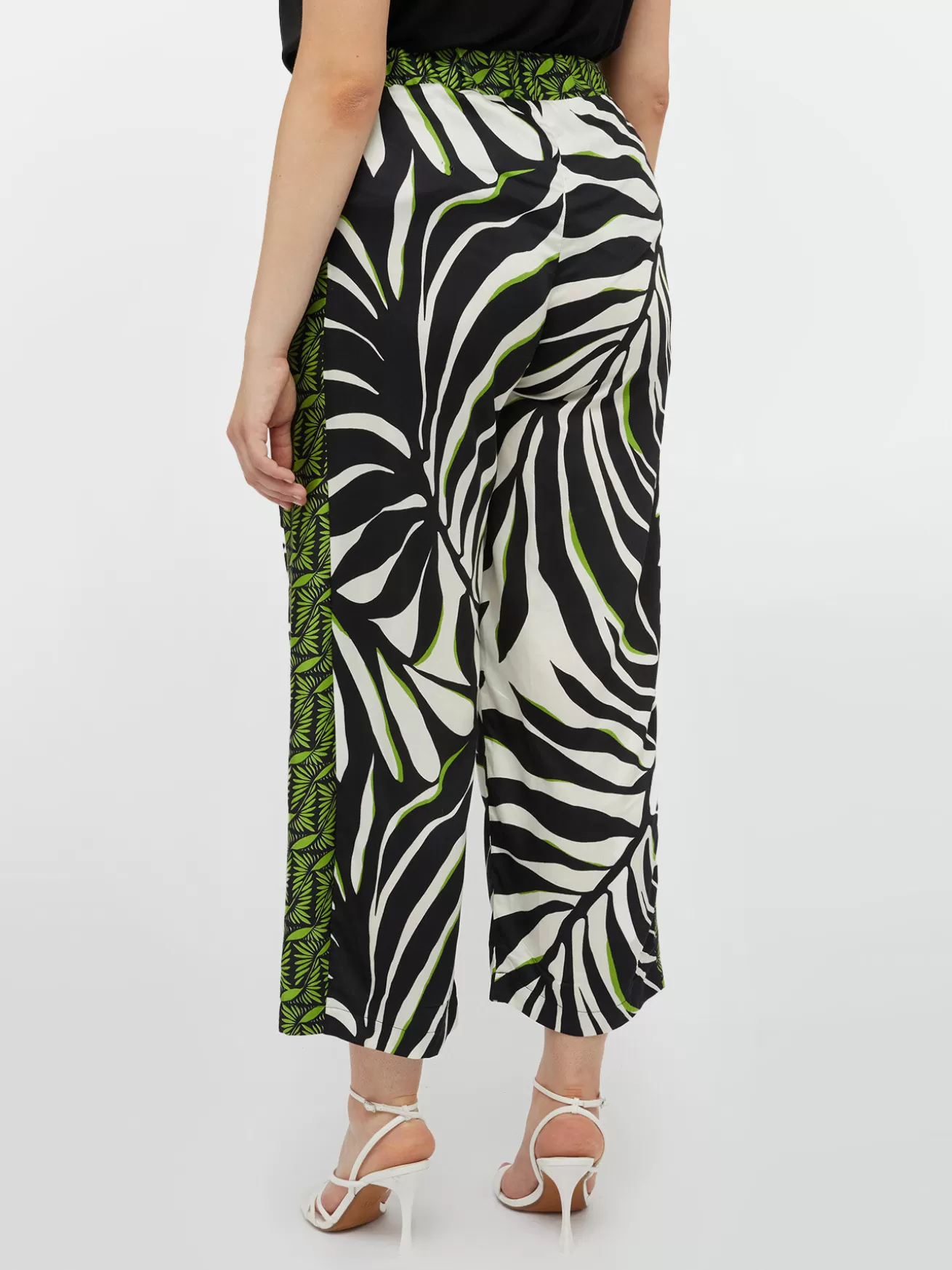 Sale Fiorella Rubino Pantaloni Stampa Foliage Nero