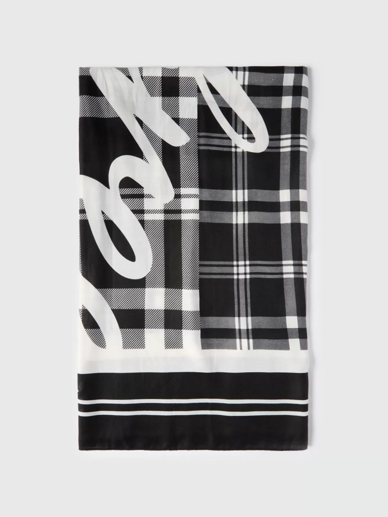 Online Fiorella Rubino Sciarpa Checks Con Maxi Logo Nero