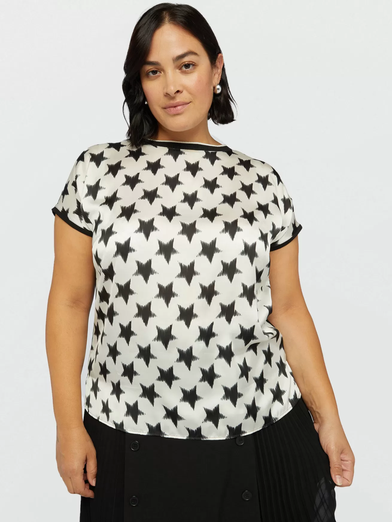 Flash Sale Fiorella Rubino Star T-shirt Bimaterica Nero