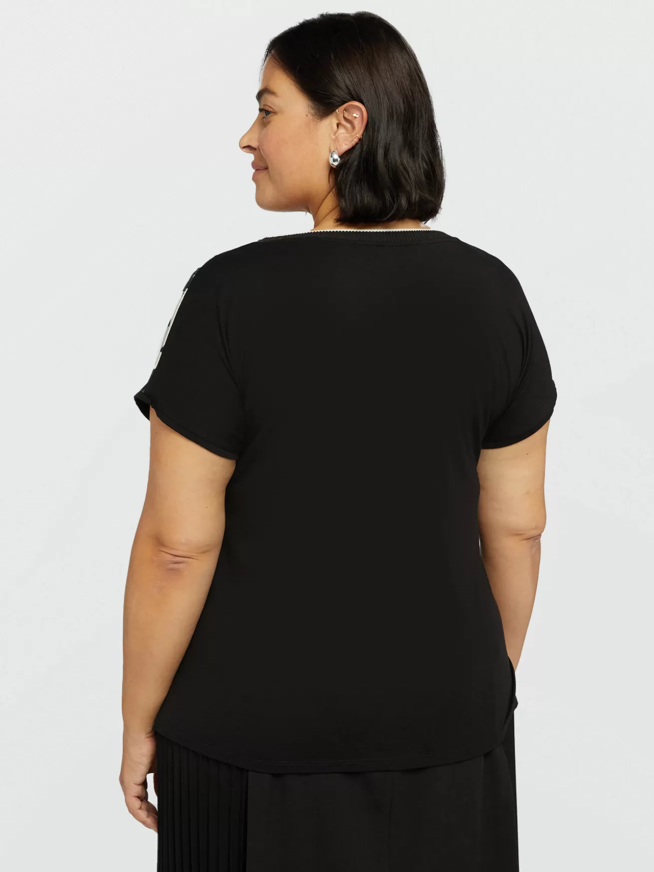 Flash Sale Fiorella Rubino Star T-shirt Bimaterica Nero