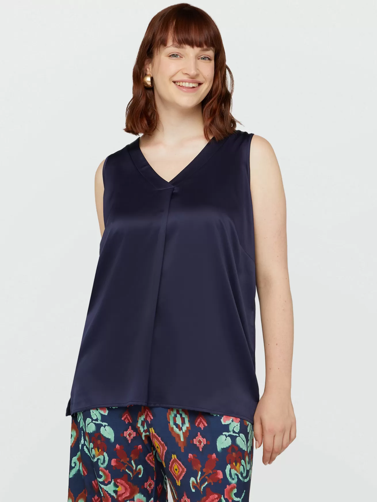 Fashion Fiorella Rubino Top Con Piega Davanti Blu