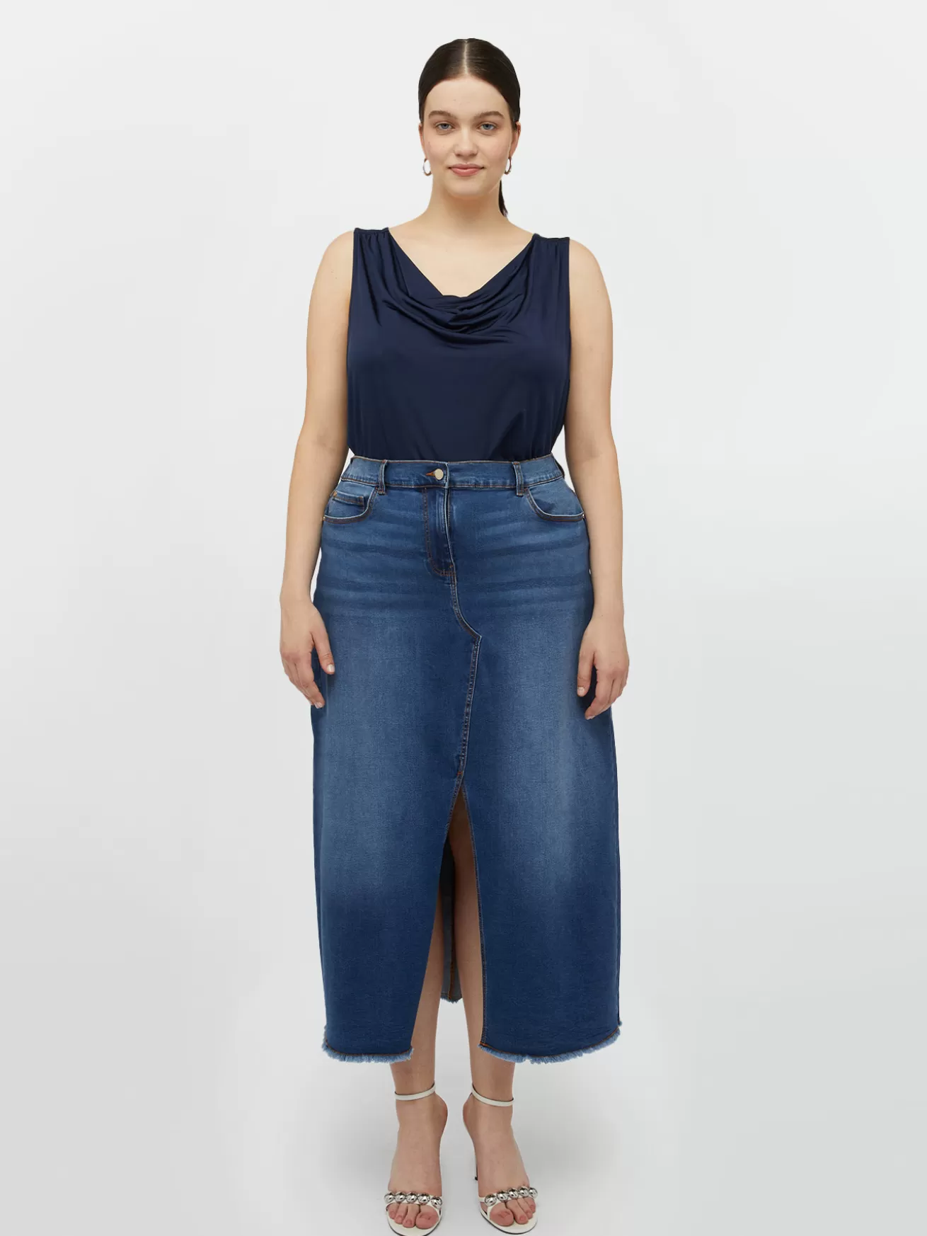 Fashion Fiorella Rubino Top Con Scollo Morbido Blu