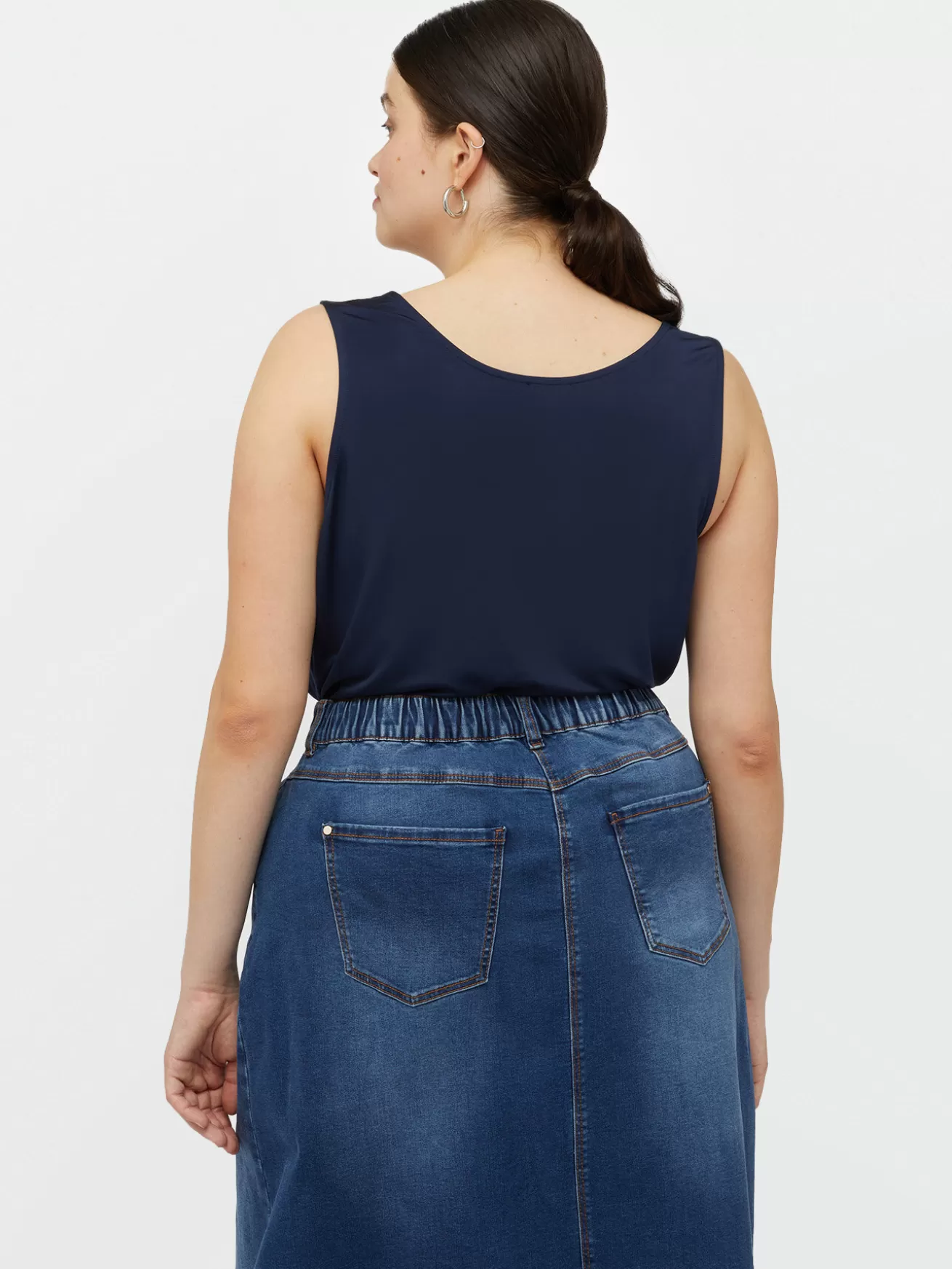 Fashion Fiorella Rubino Top Con Scollo Morbido Blu