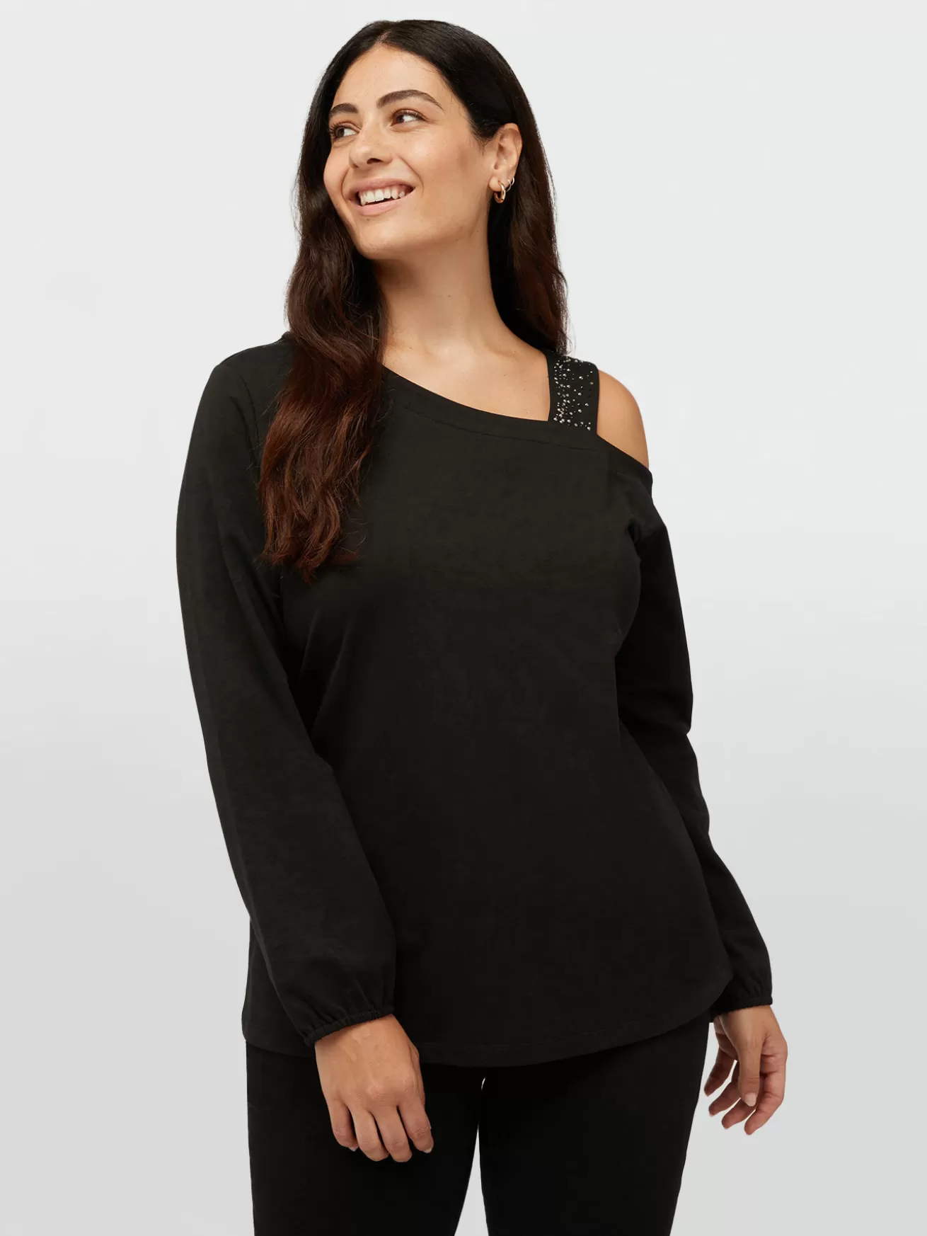 Shop Fiorella Rubino Top Monospalla In Felpa Nero