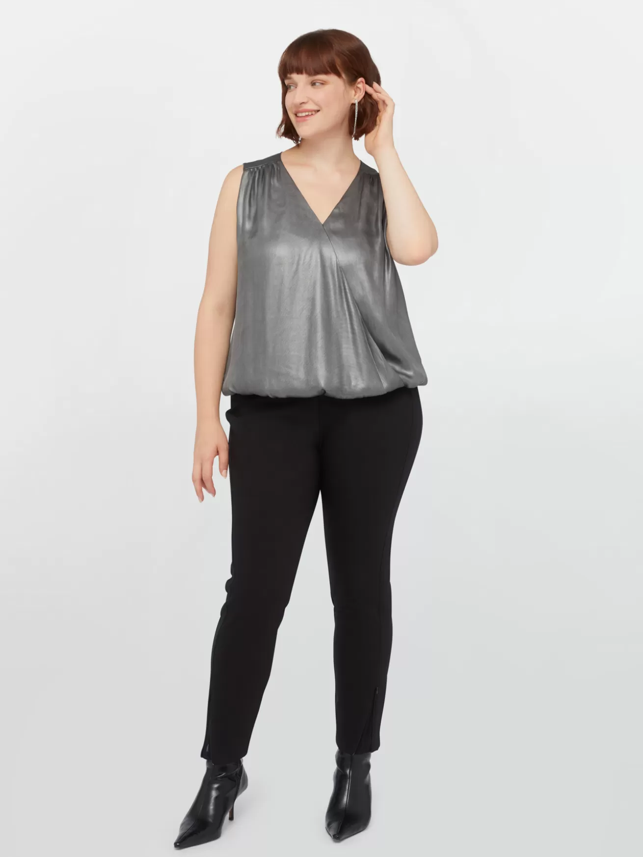 Discount Fiorella Rubino Top Smanicato In Tessuto Spalmato Argento