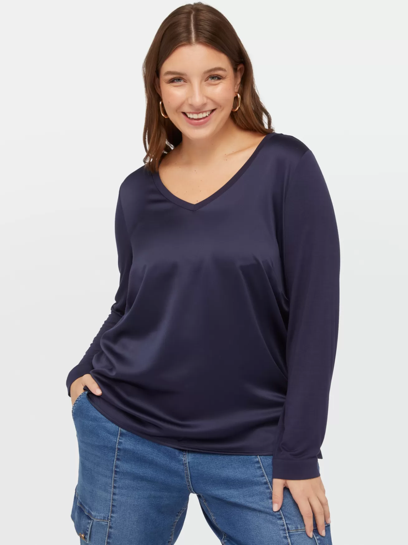 Cheap Fiorella Rubino T-shirt Con Scollo A V In Due Tessuti Blu
