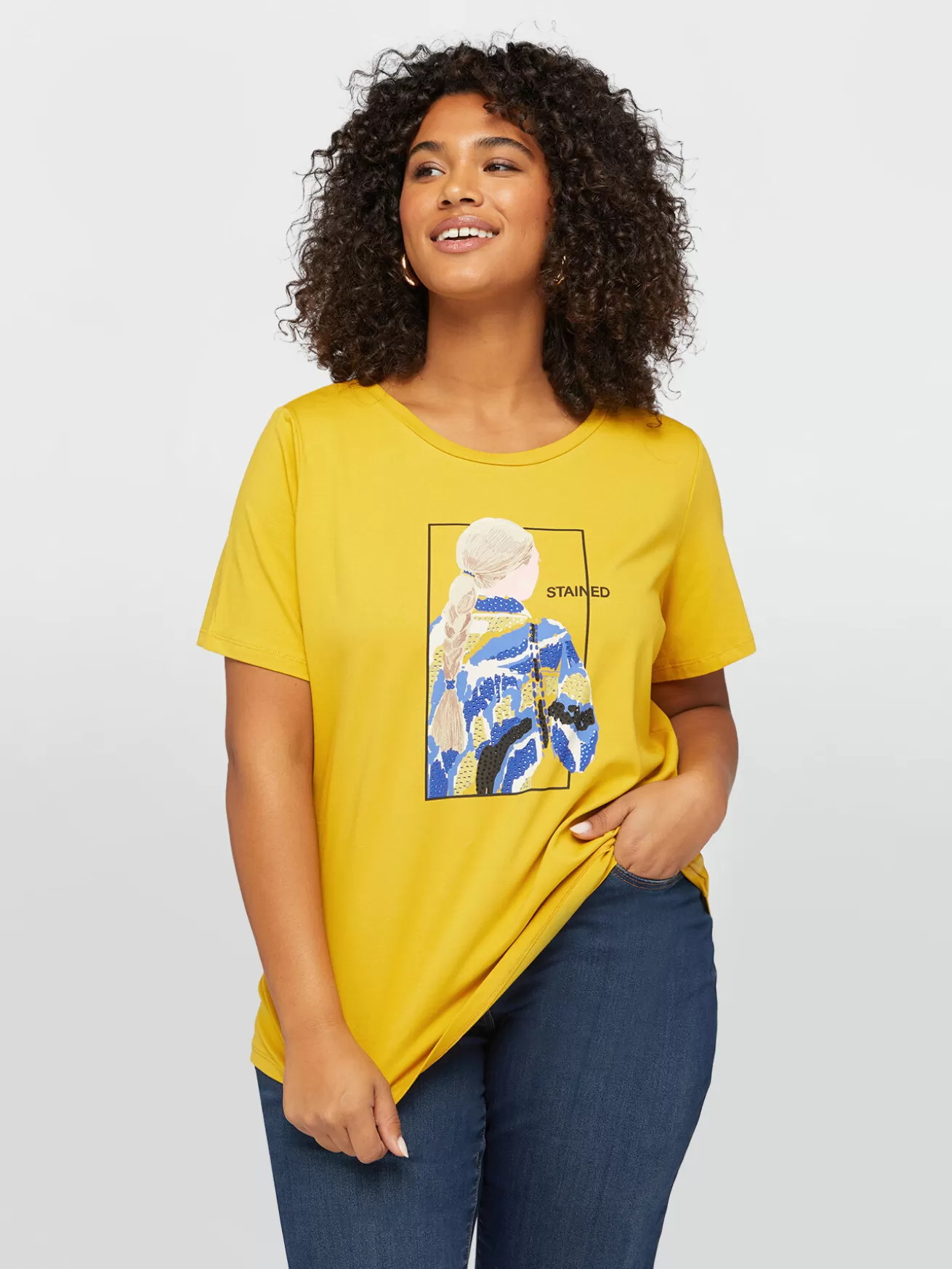 Clearance Fiorella Rubino T-shirt Con Stampa E Strass Giallo