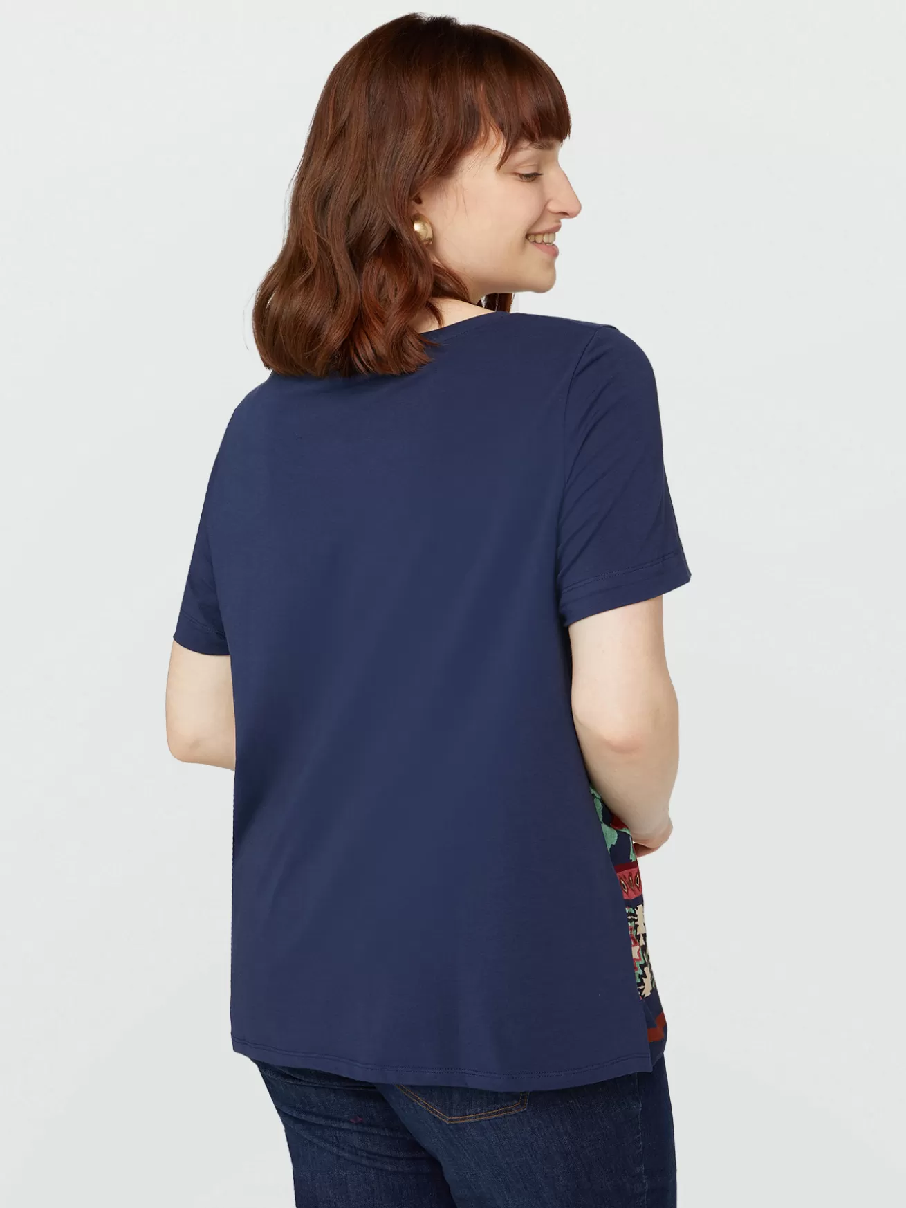 Shop Fiorella Rubino T-shirt In Due Tessuti Con Stampa Blu