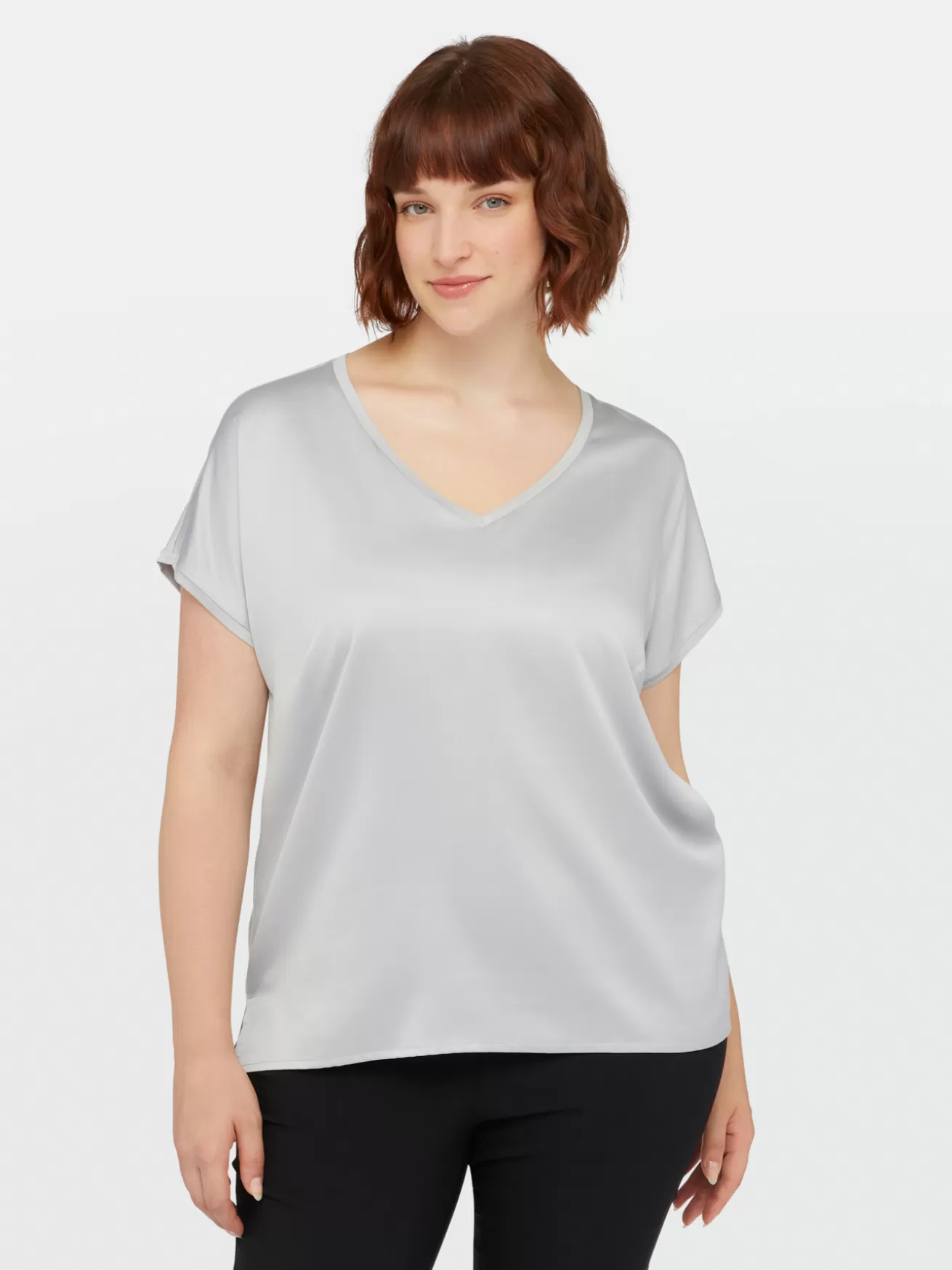 Online Fiorella Rubino T-shirt In Raso E Jersey Grigio