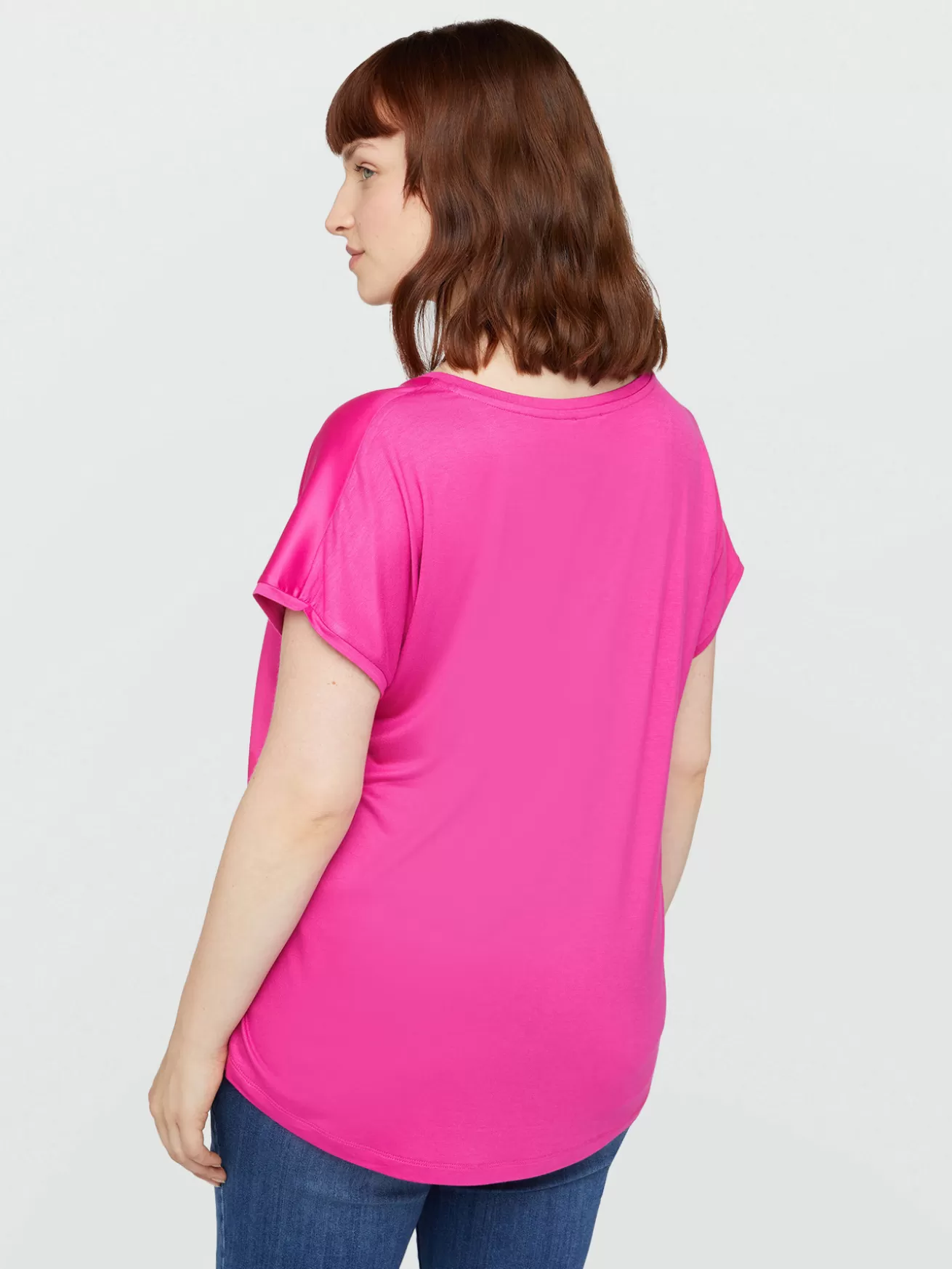 Outlet Fiorella Rubino T-shirt In Raso E Jersey Fucsia