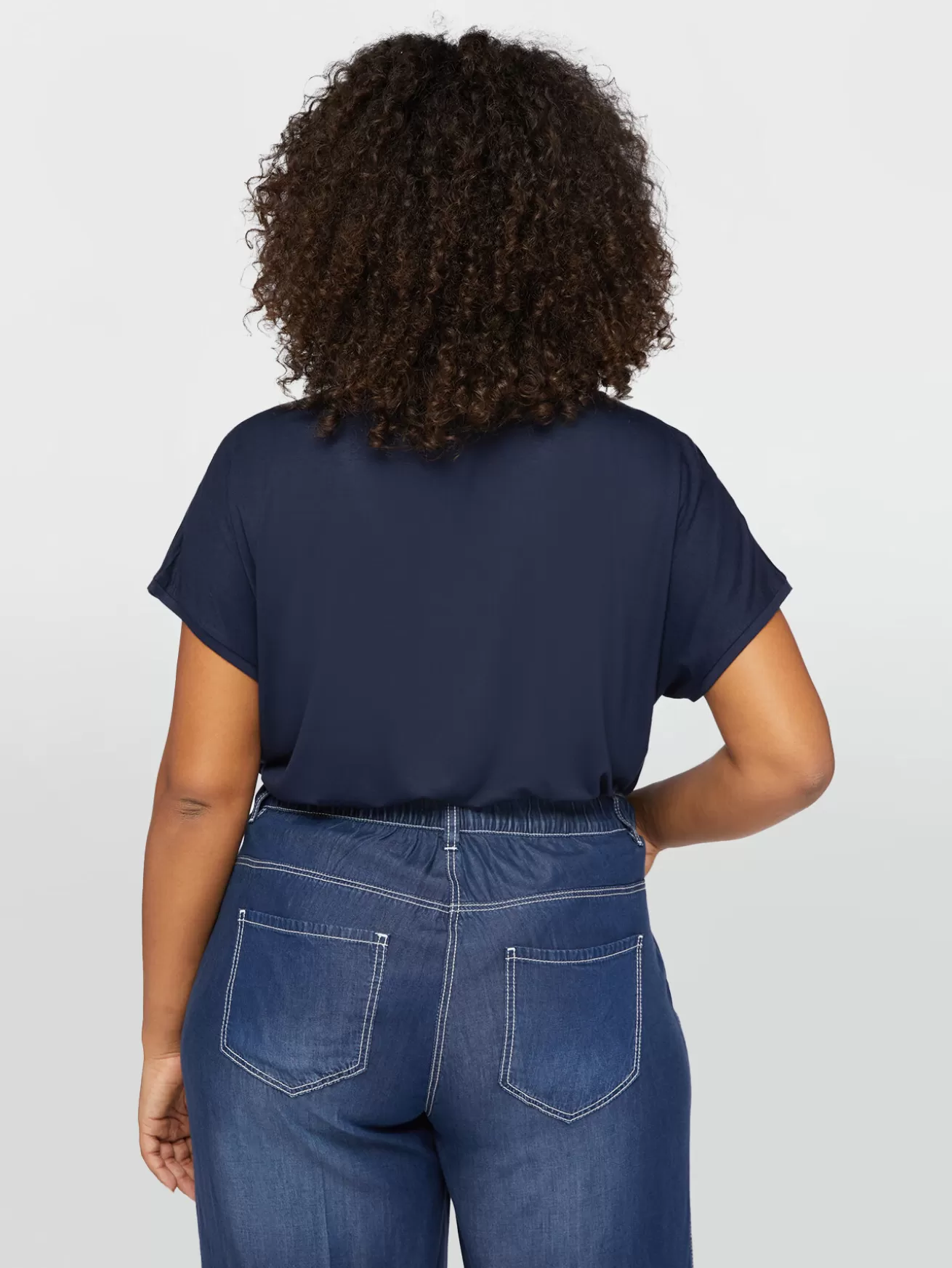 Clearance Fiorella Rubino T-shirt In Raso E Jersey Blu