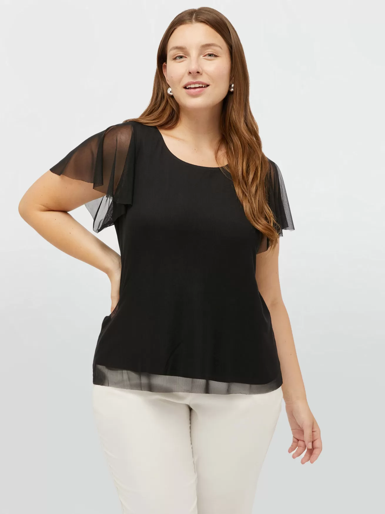 Cheap Fiorella Rubino T-shirt In Tulle Nero