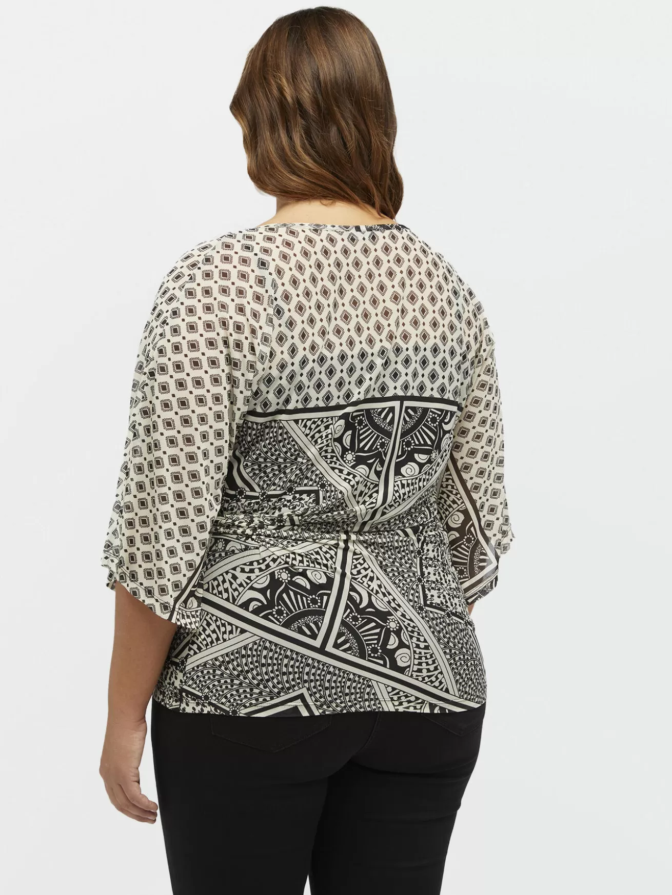 Hot Fiorella Rubino T-shirt In Tulle Stampa Bandana Nero
